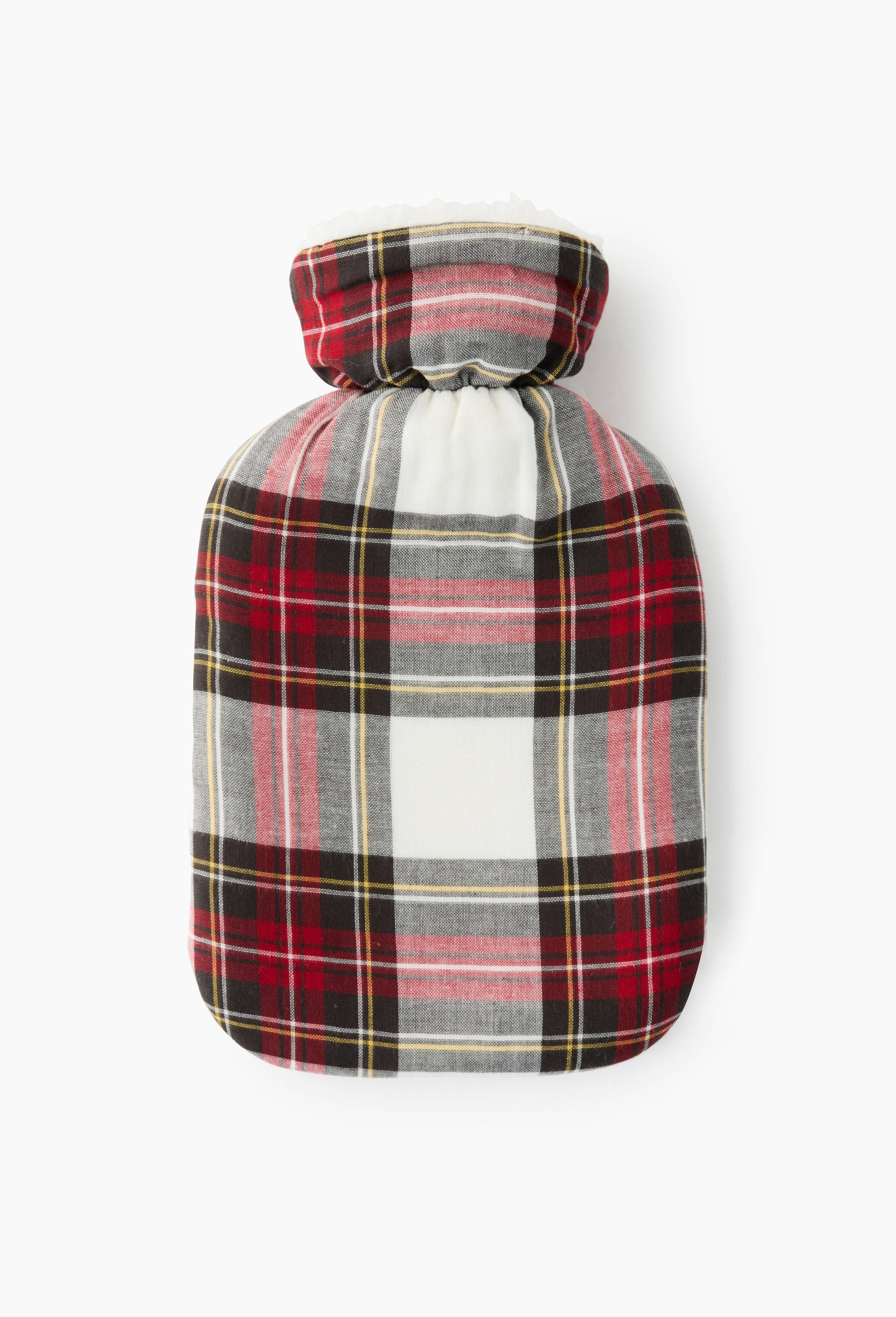 Bouillotte imprimé carreaux,  32x19,5cm, en caoutchouc et polyester, Rouge, large image number 0.0