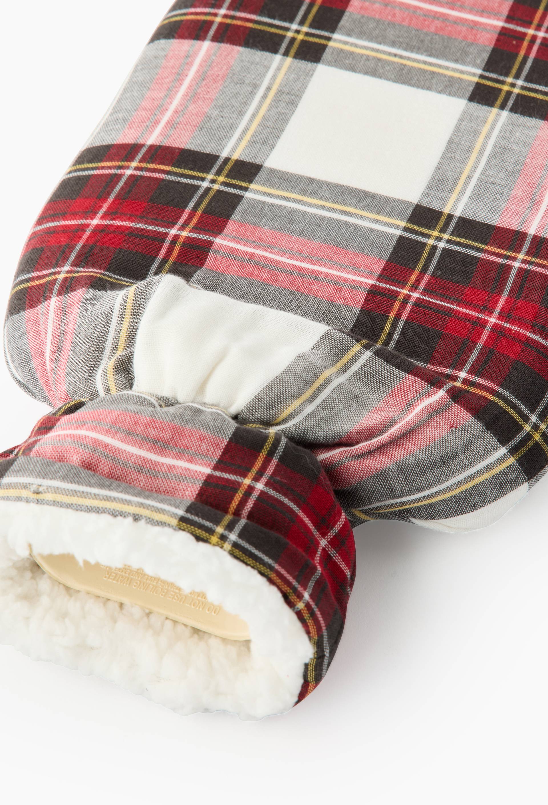 Bouillotte imprimé carreaux,  32x19,5cm, en caoutchouc et polyester, Rouge, large image number 1