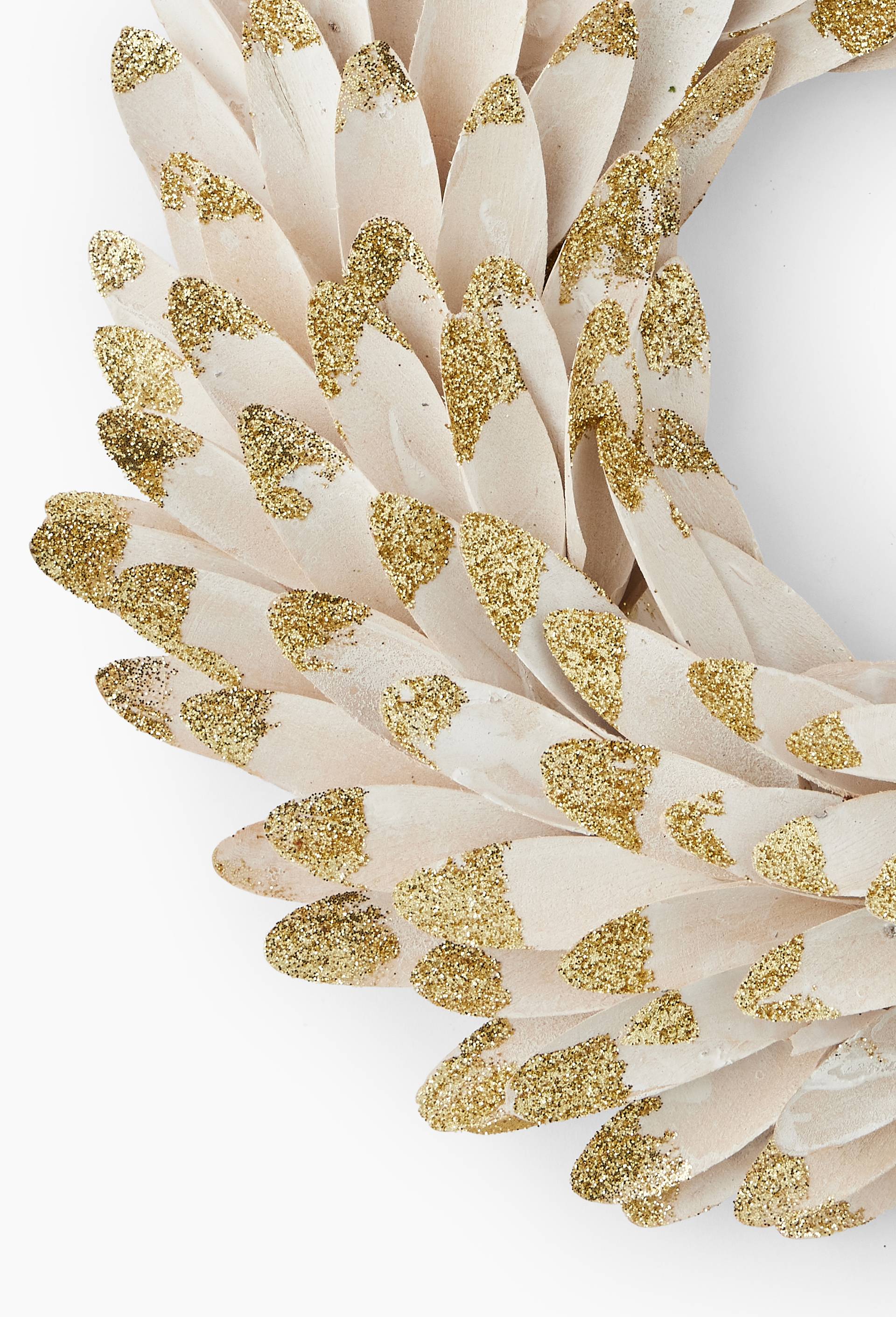 Couronne effet plumes paillettes dorées, Blanc, large image number 1