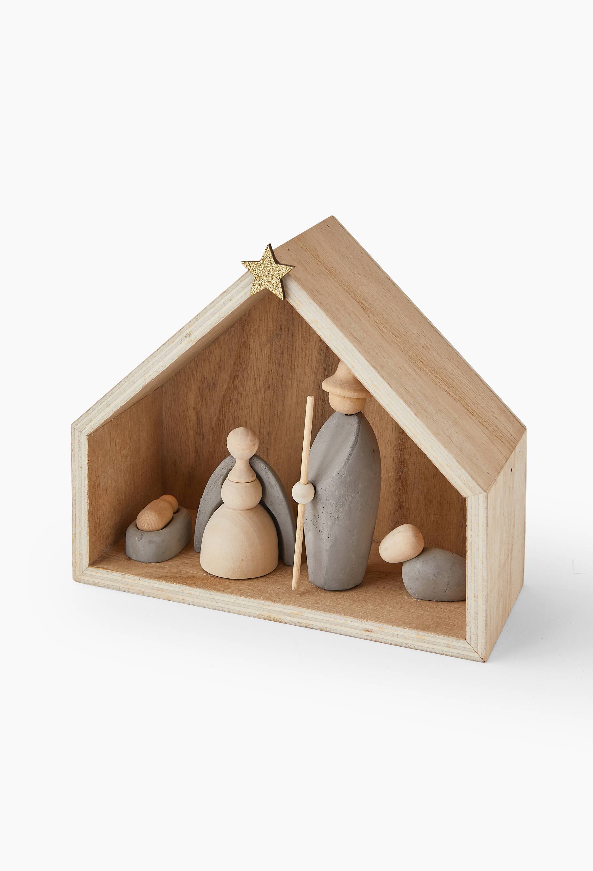 Crèche minimaliste béton et bois, Brun clair, large image number 0