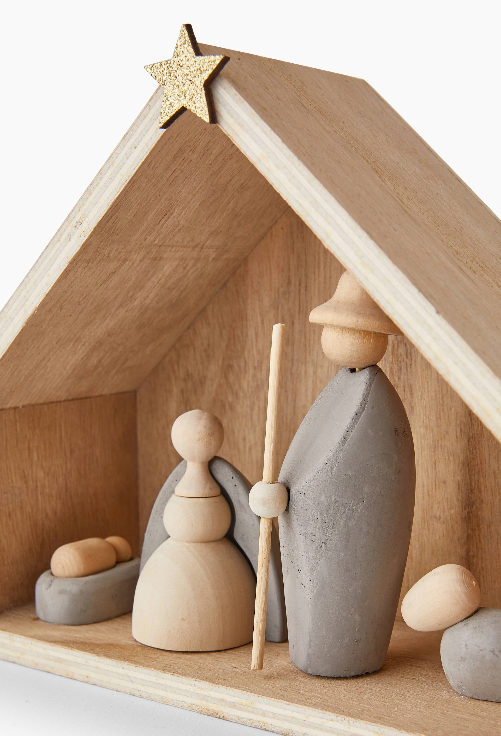 Crèche minimaliste béton et bois, Brun clair, large image number 1