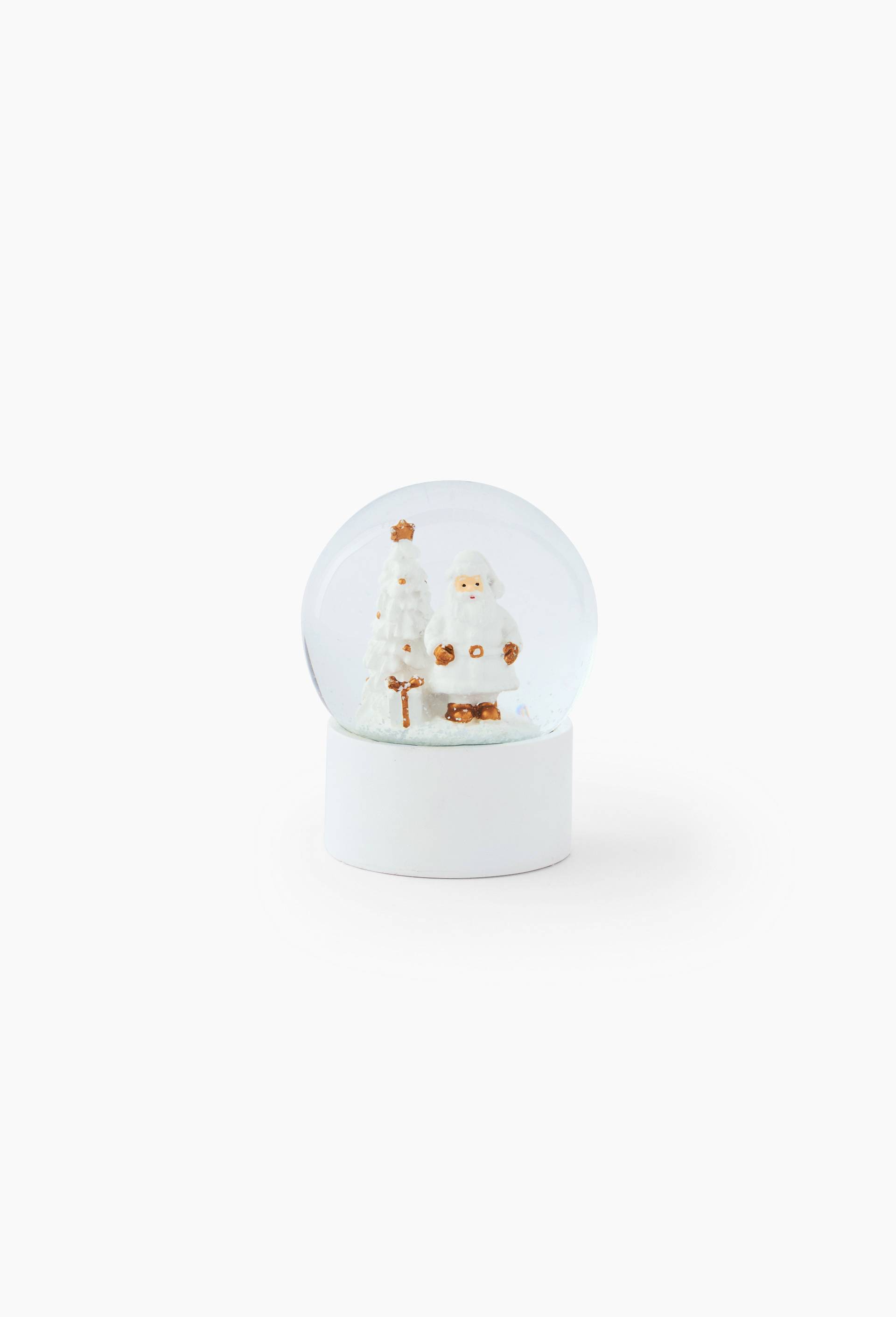 Petite boule &agrave; neige de No&euml;l, 6,5x8,2cm, en verre, Blanc, large image number 0