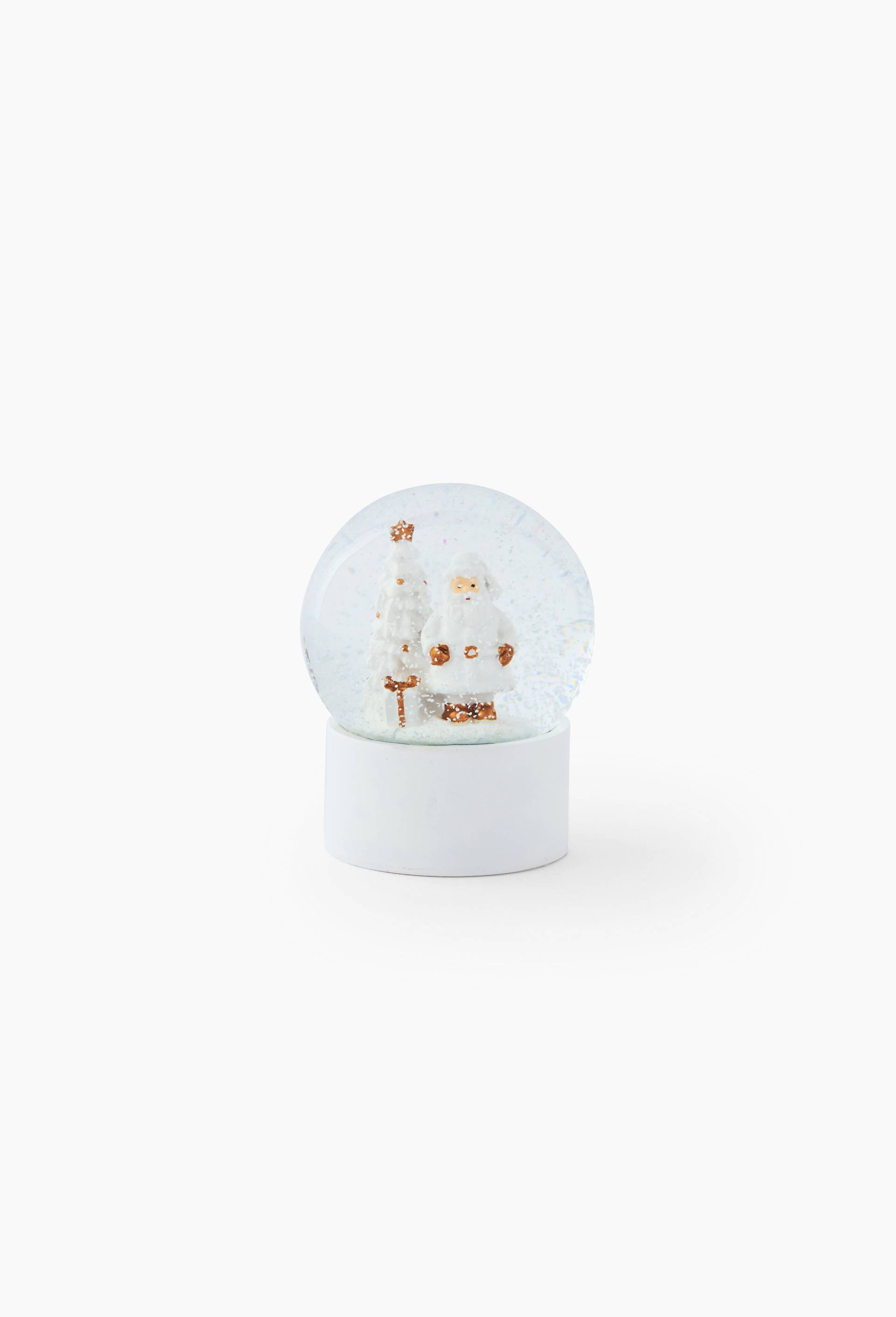Petite boule &agrave; neige de No&euml;l, 6,5x8,2cm, en verre, Blanc, large image number 1