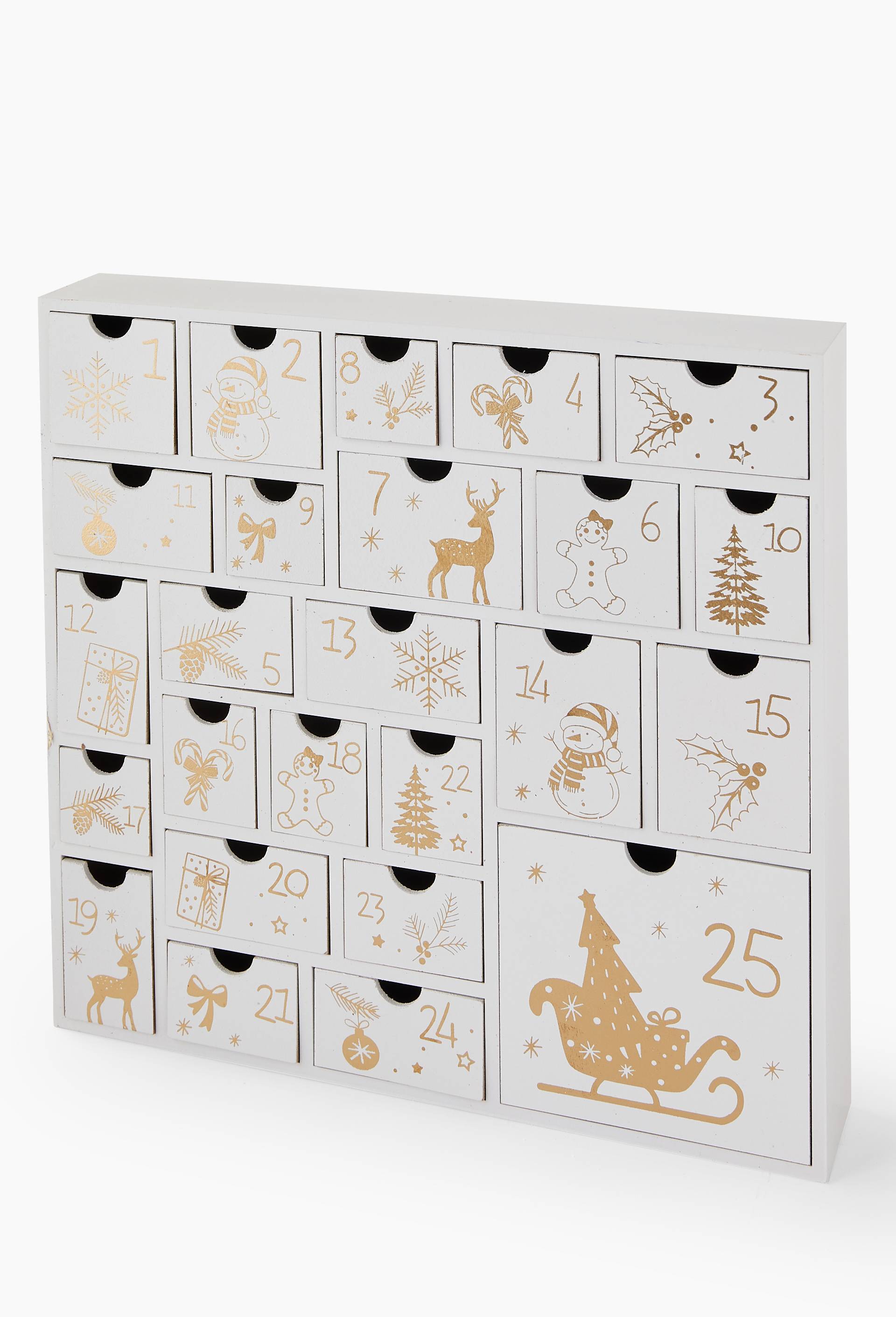 Calendrier de l avent carré en bois, Blanc, large image number 0