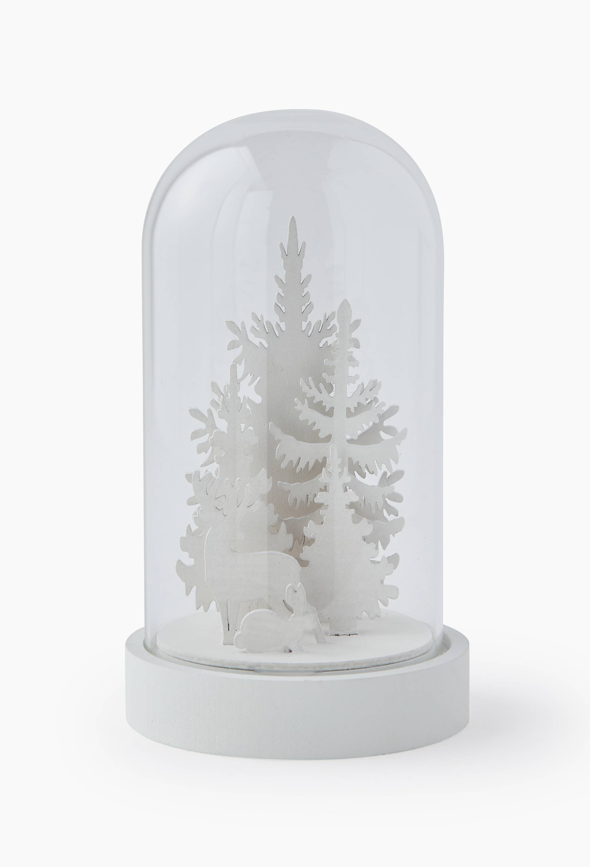 Cloche LED d&eacute;co, 11,5x11,5x20,5cm, en verre et bois, Ecru, large image number 0