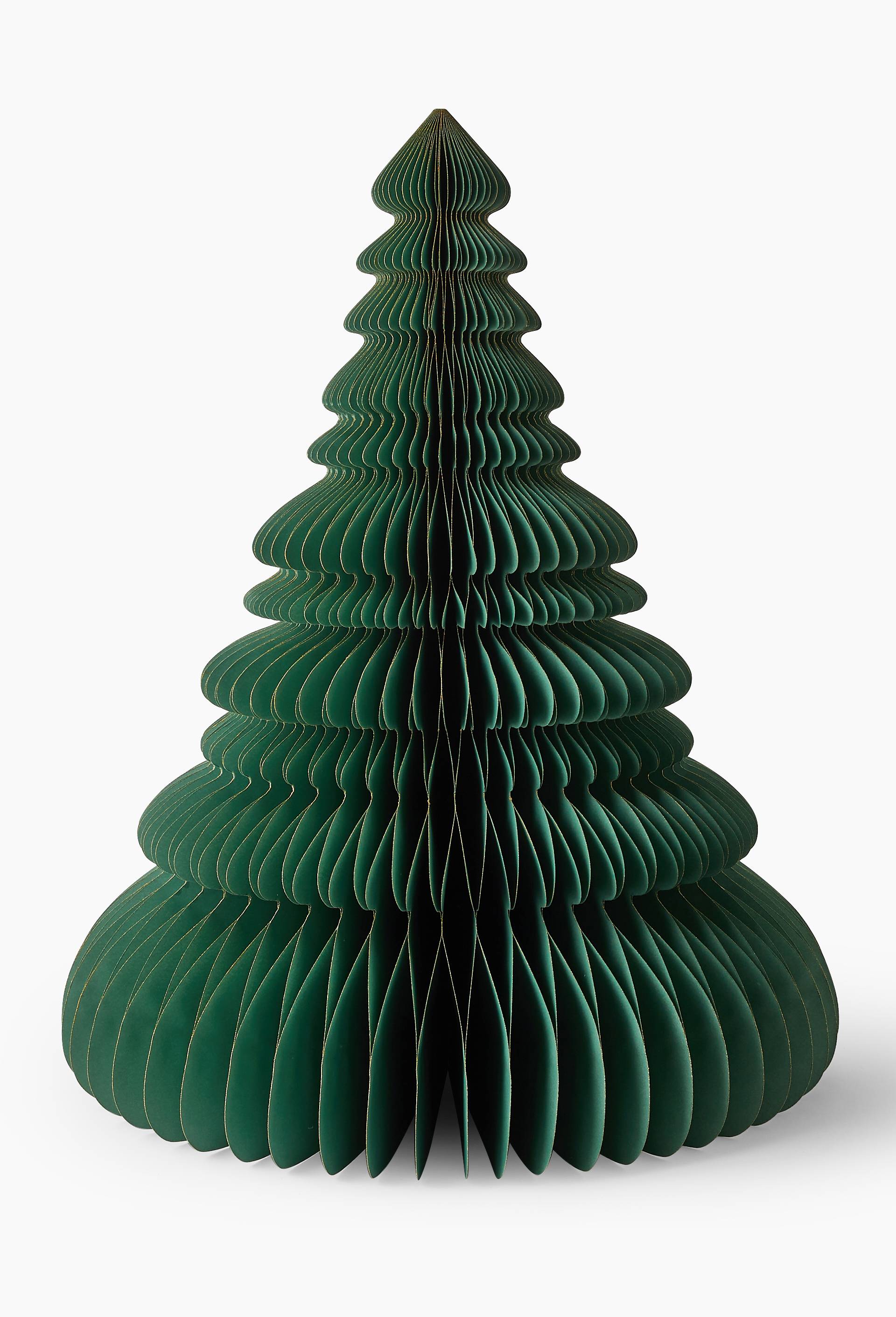 Grand sapin pailleté en papier, Vert foncé, large image number 0