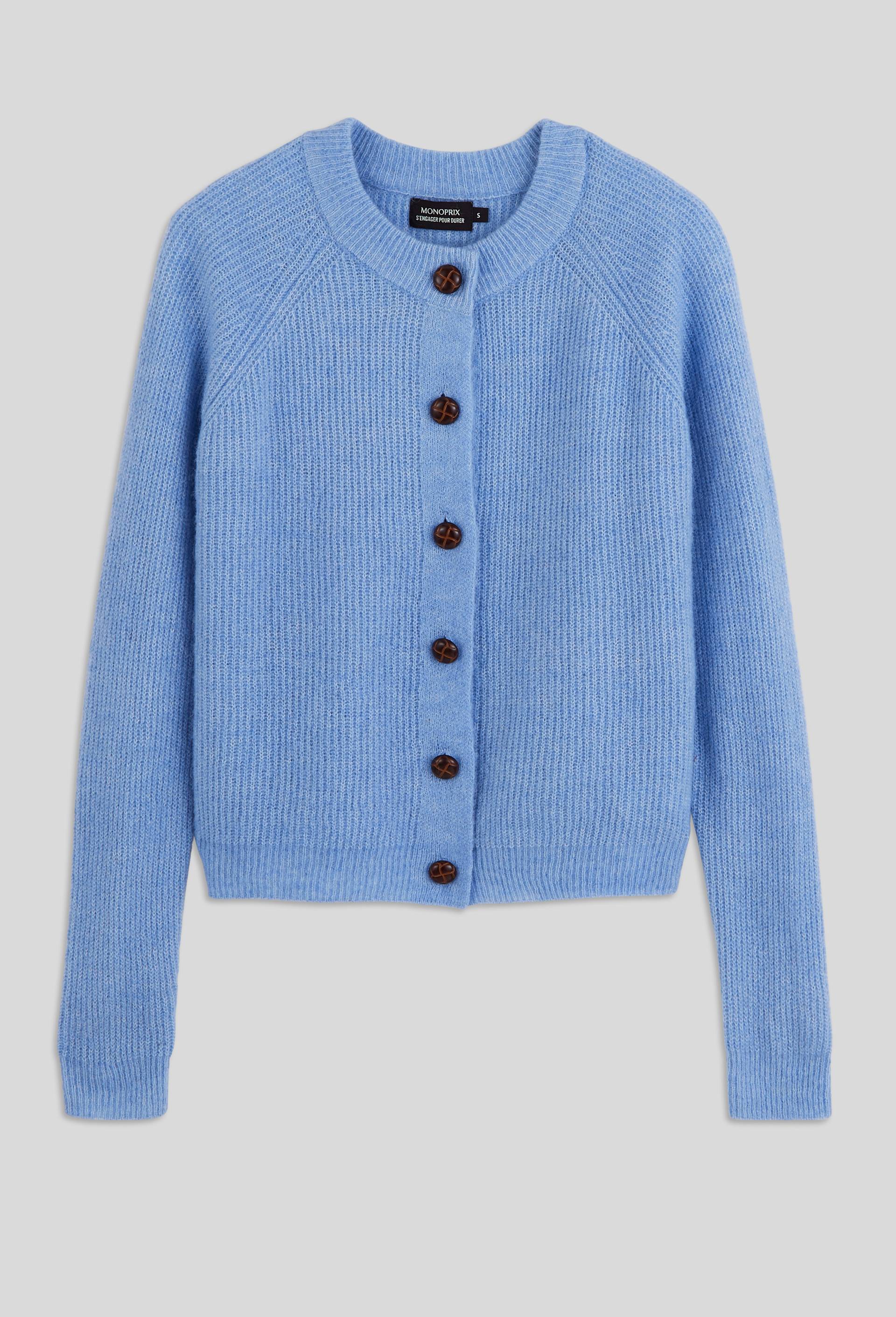 GRACE KARIN Cardigan Femme Col V - Manches Longues Boutons Contrastés - 95% Viscose 5% Polyamide