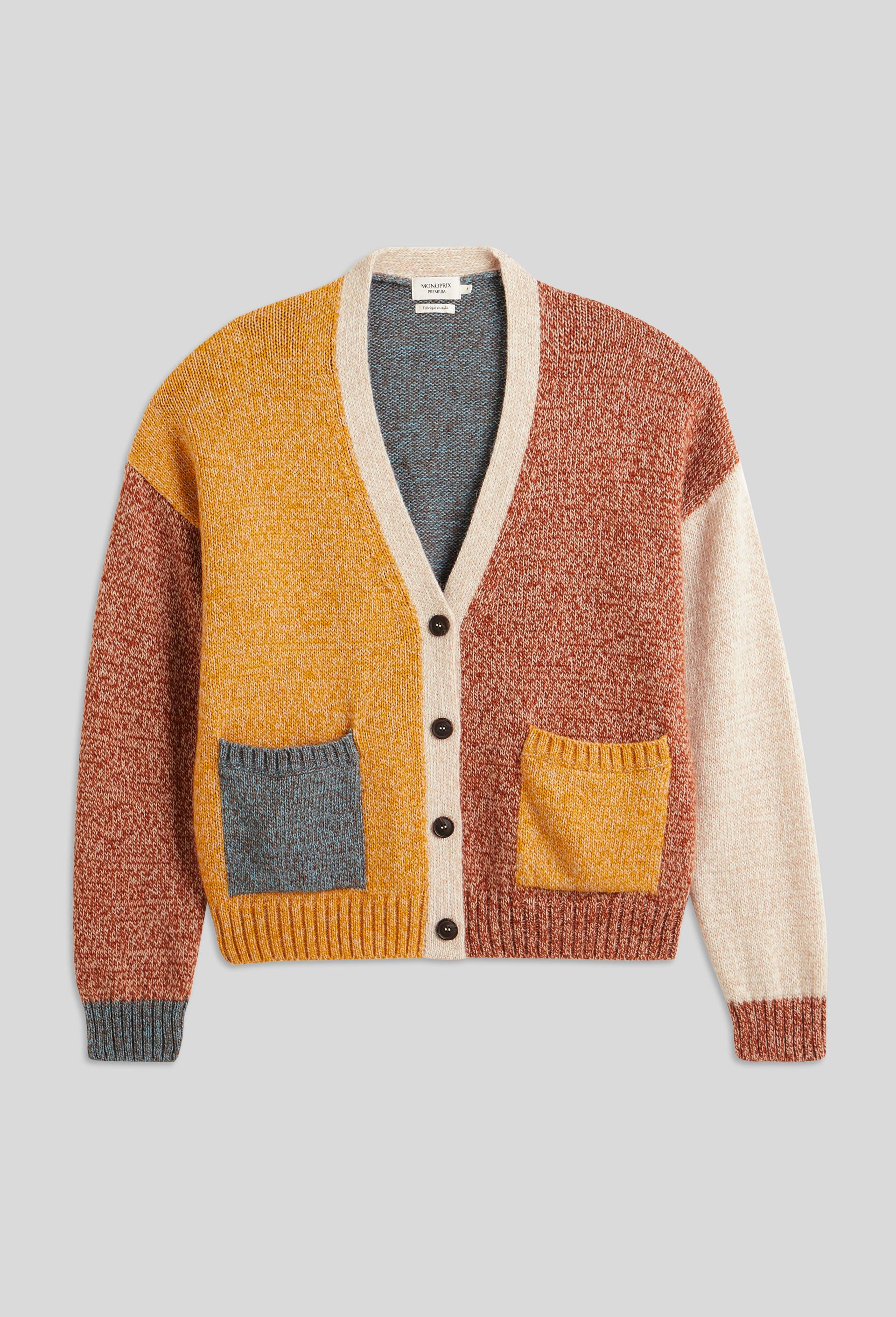Cardigan boutonné contenant de l'alpaga, Jaune, large image number 2.0