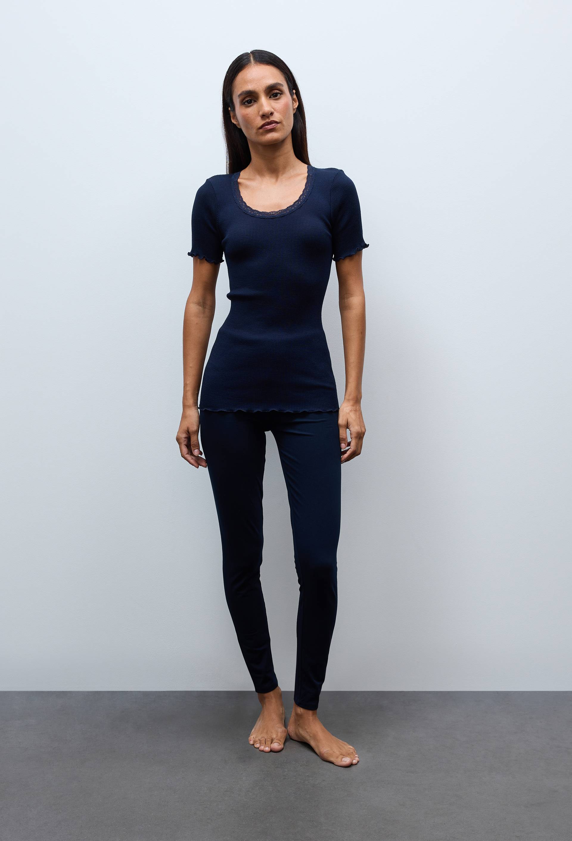 Legging uni en coton BIO GOTS, Bleu fonc&eacute;, swatch image