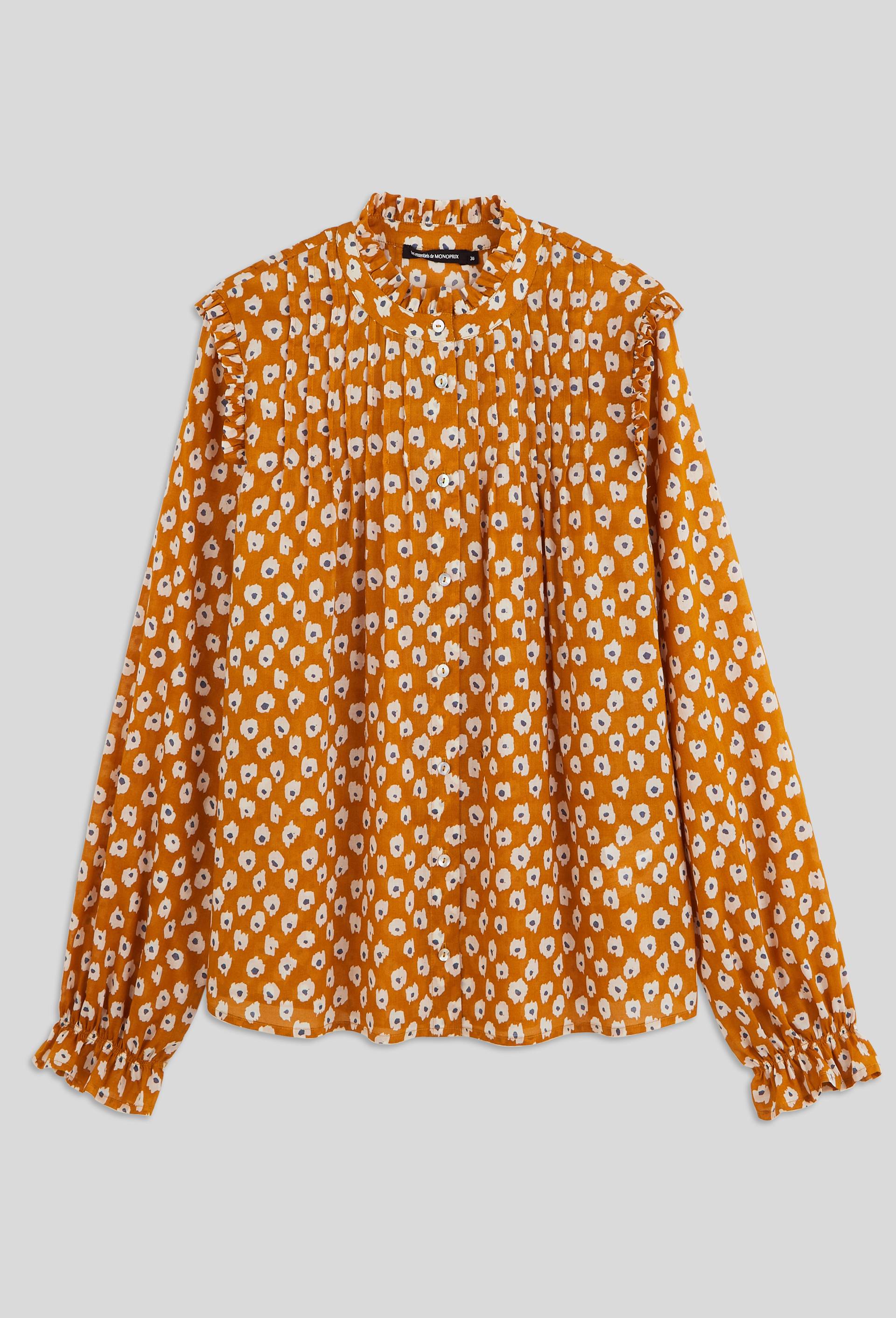 Blouse manches longues imprimée en coton BIO, certifié GOTS, Brun clair, large image number 2