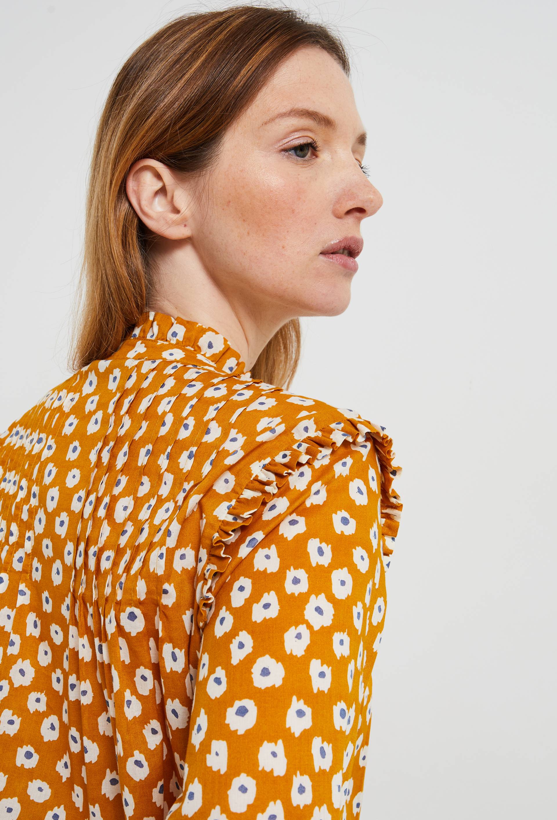Blouse manches longues imprimée en coton BIO, certifié GOTS, Brun clair, large image number 3