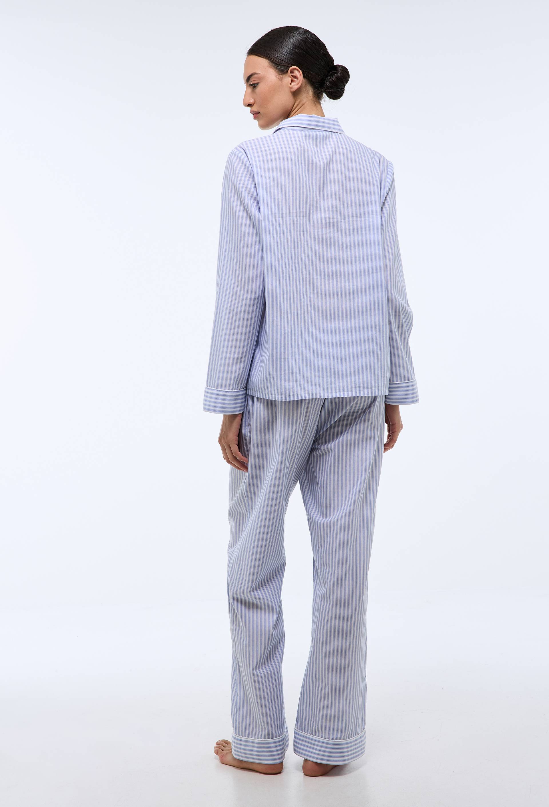 Pyjama long ray&eacute; en coton BIO GOTS, Bleu clair, large image number 1.0