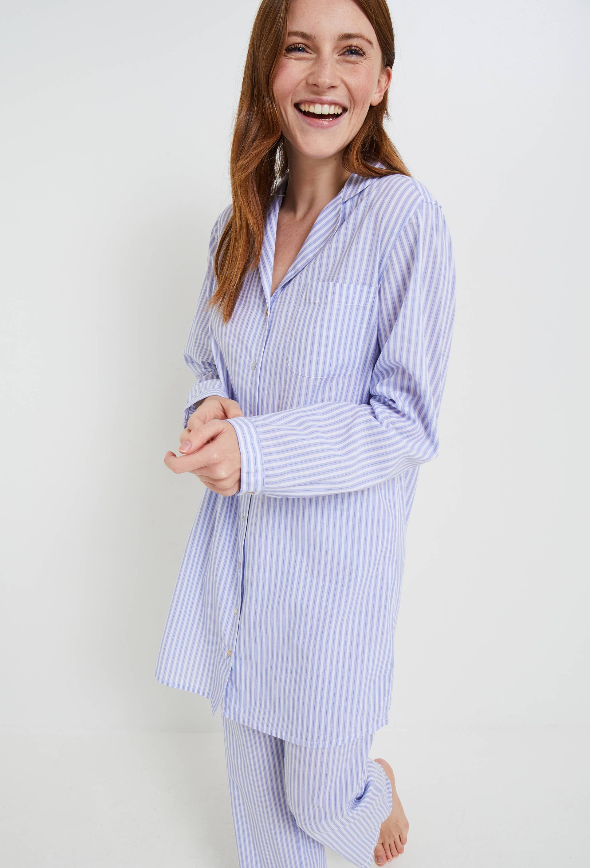 Chemise de nuit rayée en coton BIO, Bleu clair, large image number 0