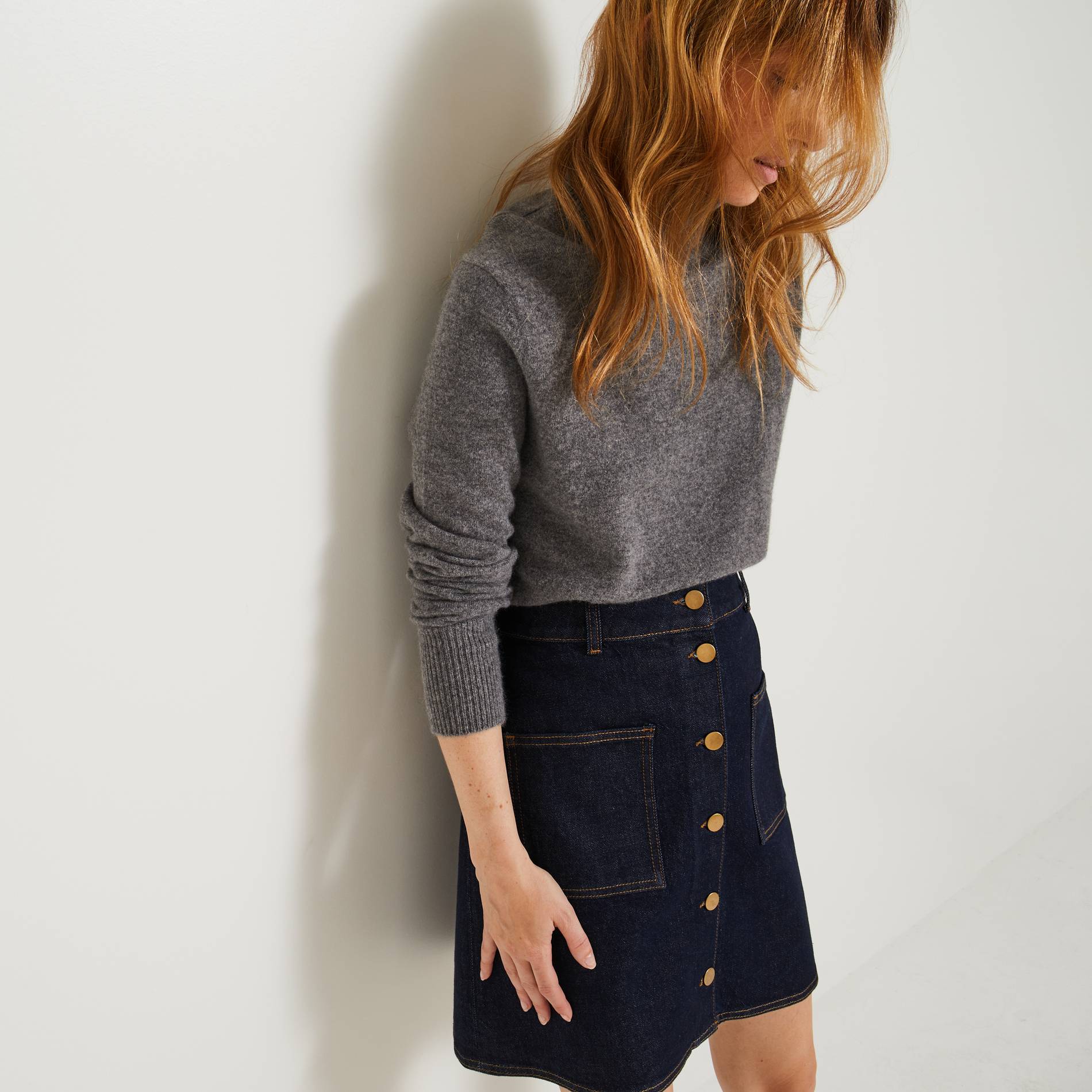 Jupe courte en denim, certifiée OEKO-TEX, Bleu foncé, large image number 0