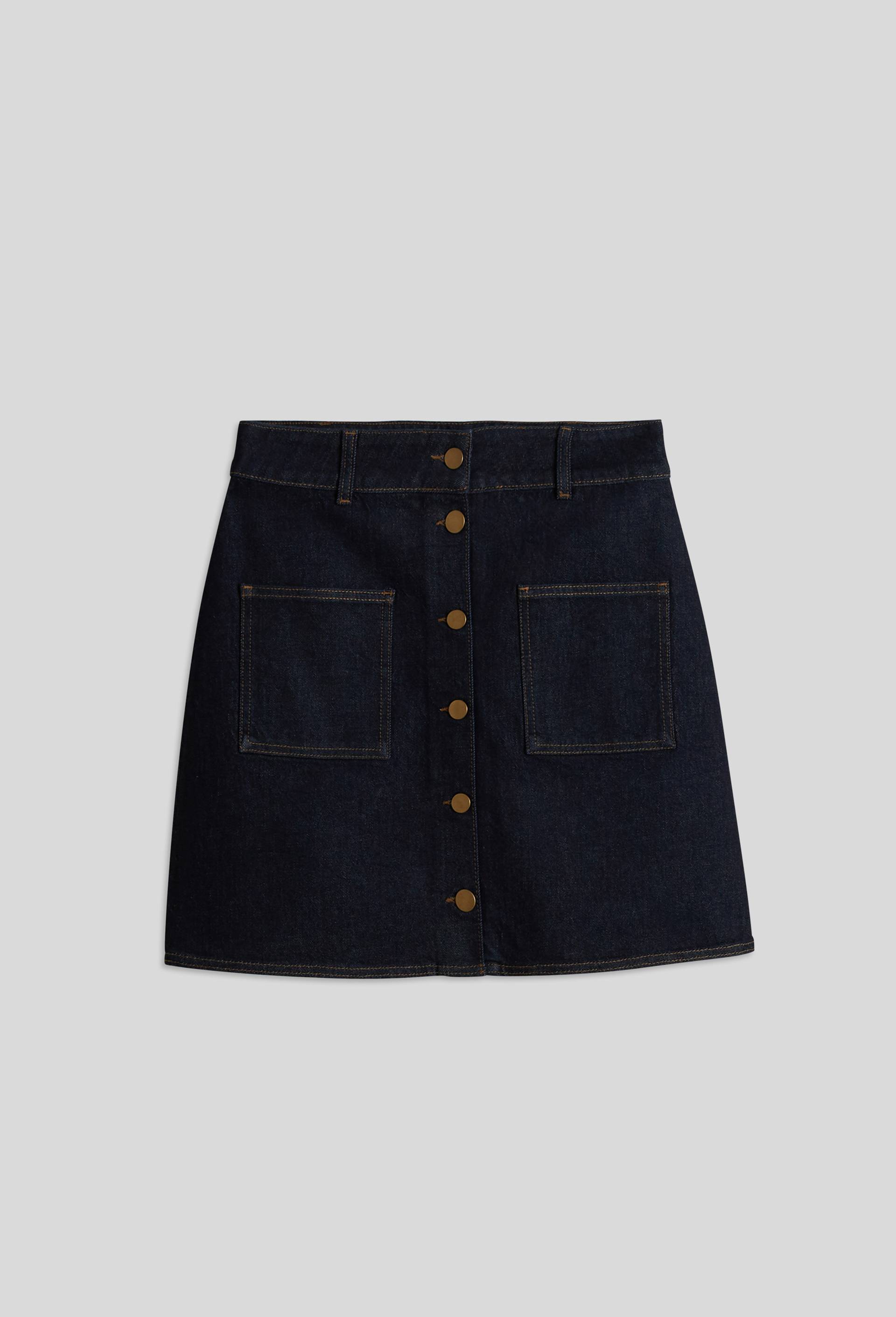Jupe courte en denim, certifiée OEKO-TEX, Bleu foncé, large image number 2.0