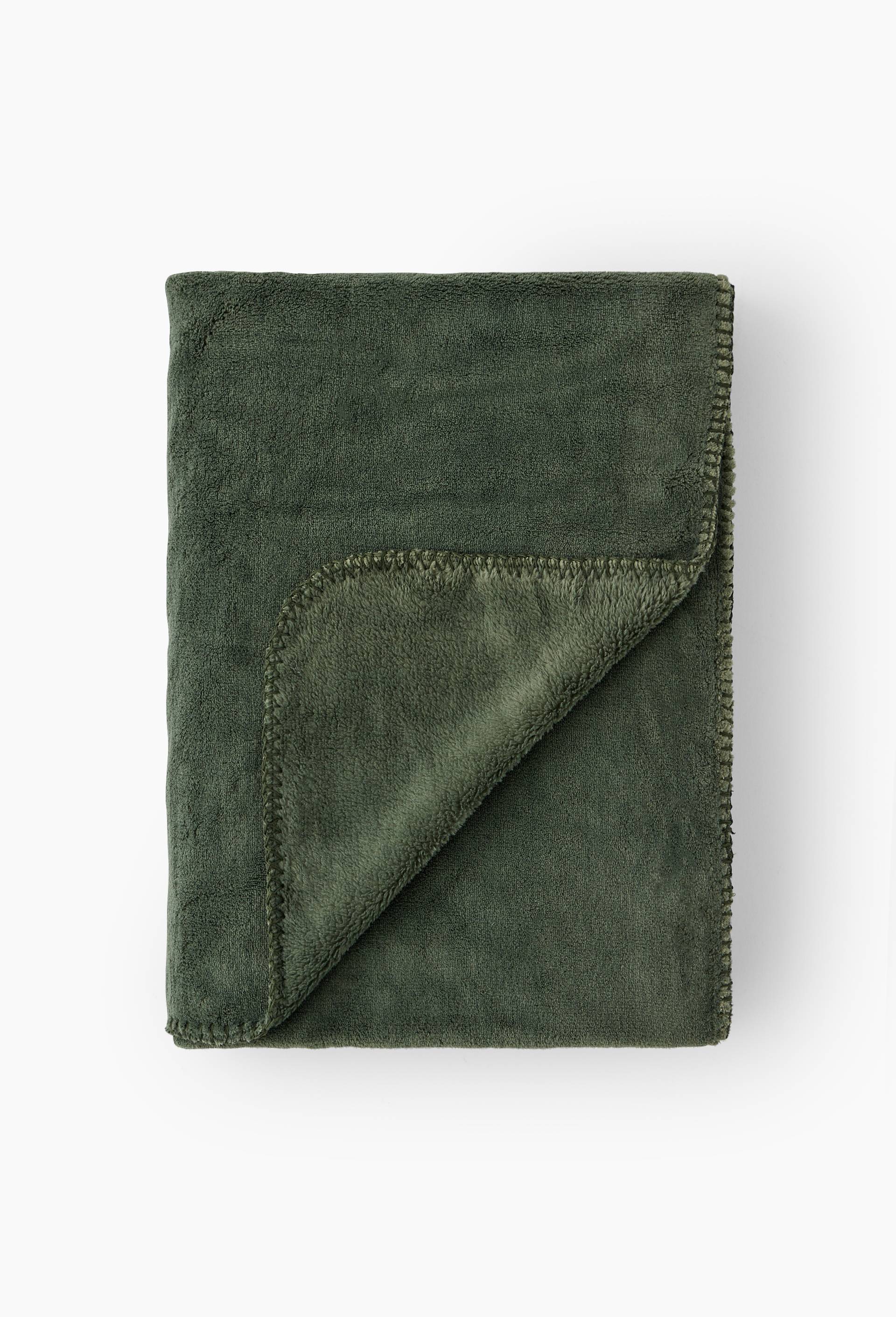 Plaid, 130x170cm, 100% polyester recyclé 280gsm, OEKOTEX, Vert foncé, large image number 0