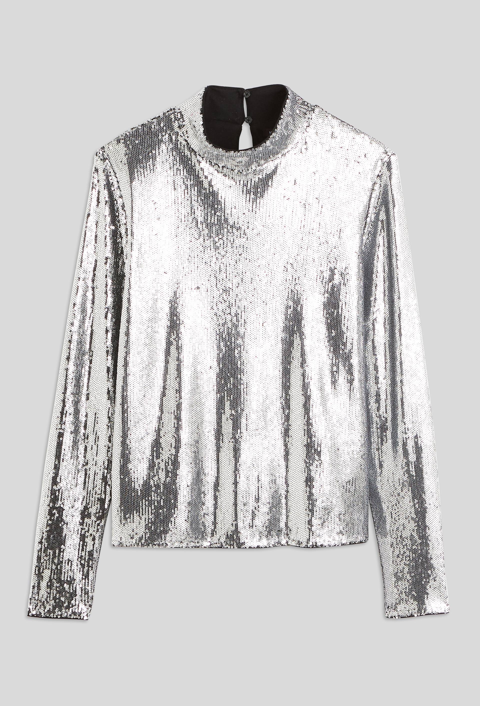 Top manches longues à sequins, Argent, large image number 1.0