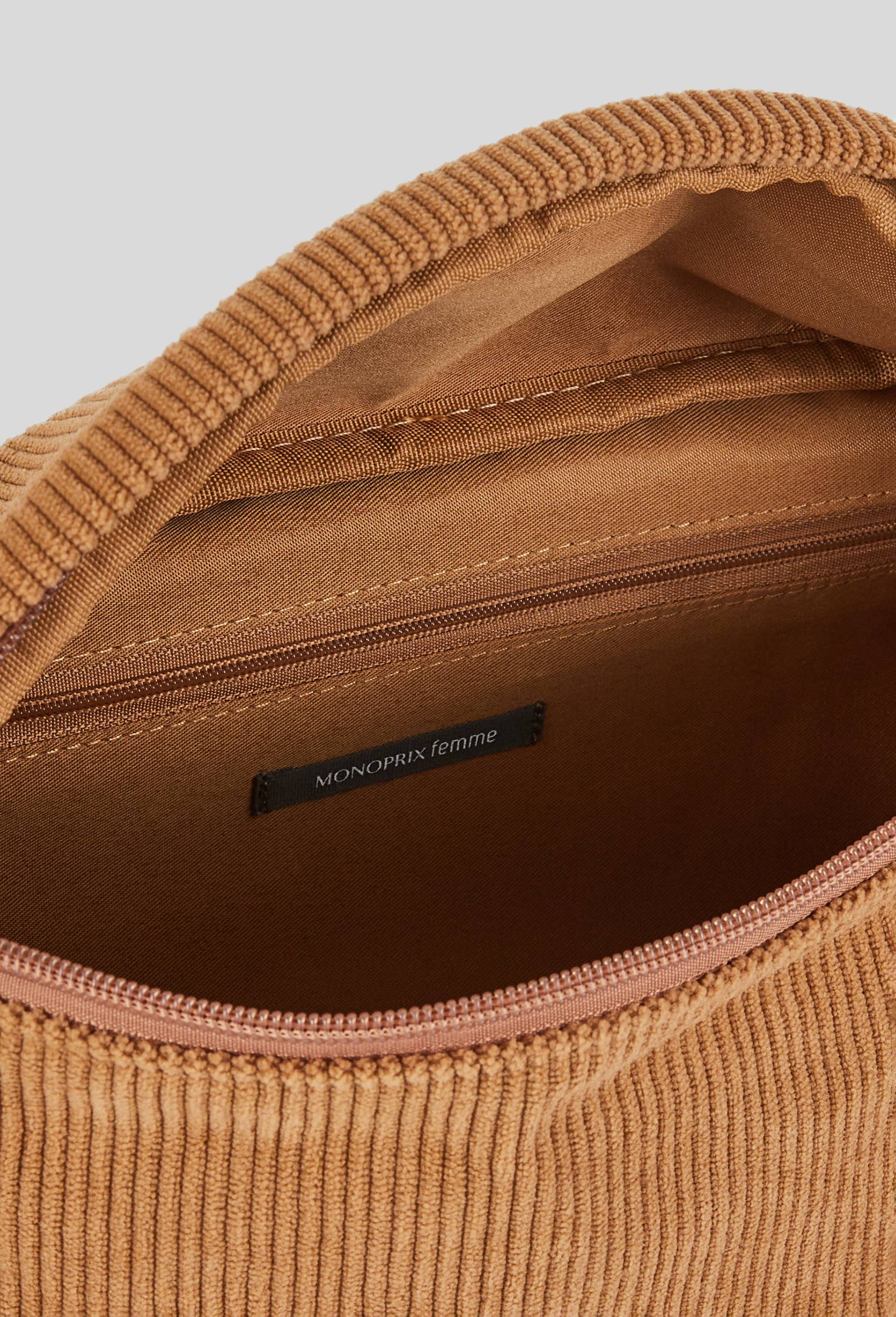 Sac banane velours c&ocirc;tel&eacute;, Brun clair, large image number 2.0