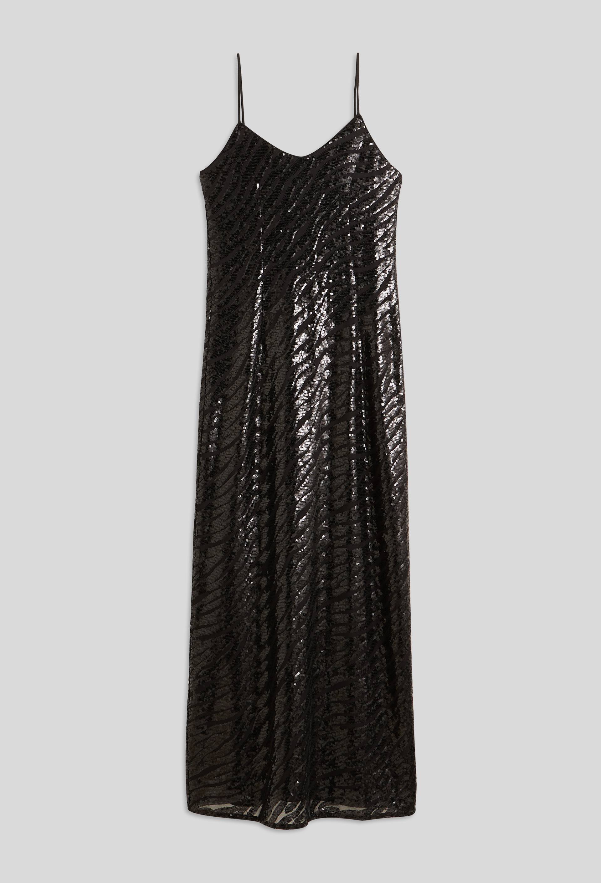 Robe longue à sequins, motif zèbre, Noir, large image number 1.0