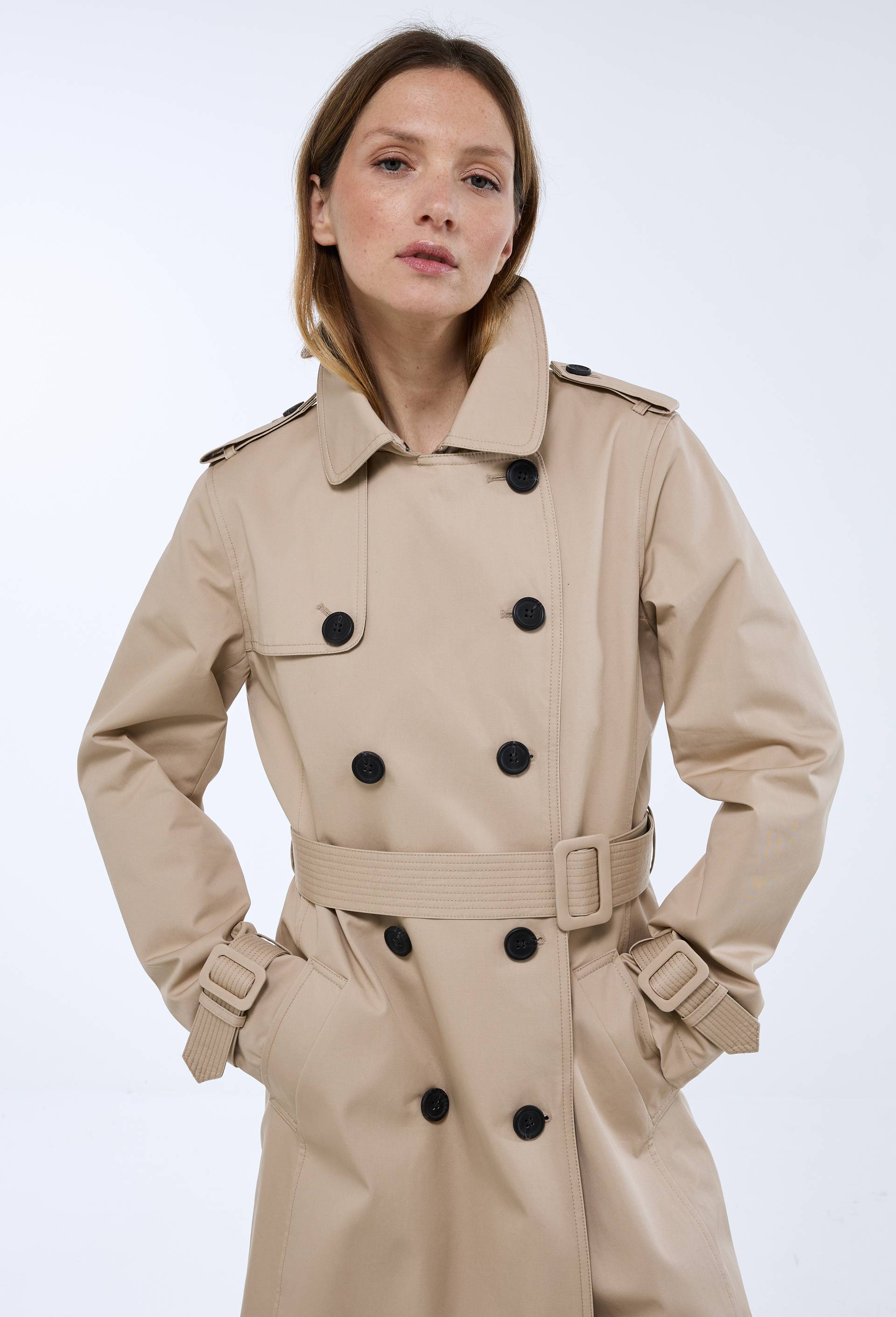 Trench ceintur&eacute; en coton, Beige, large image number 0