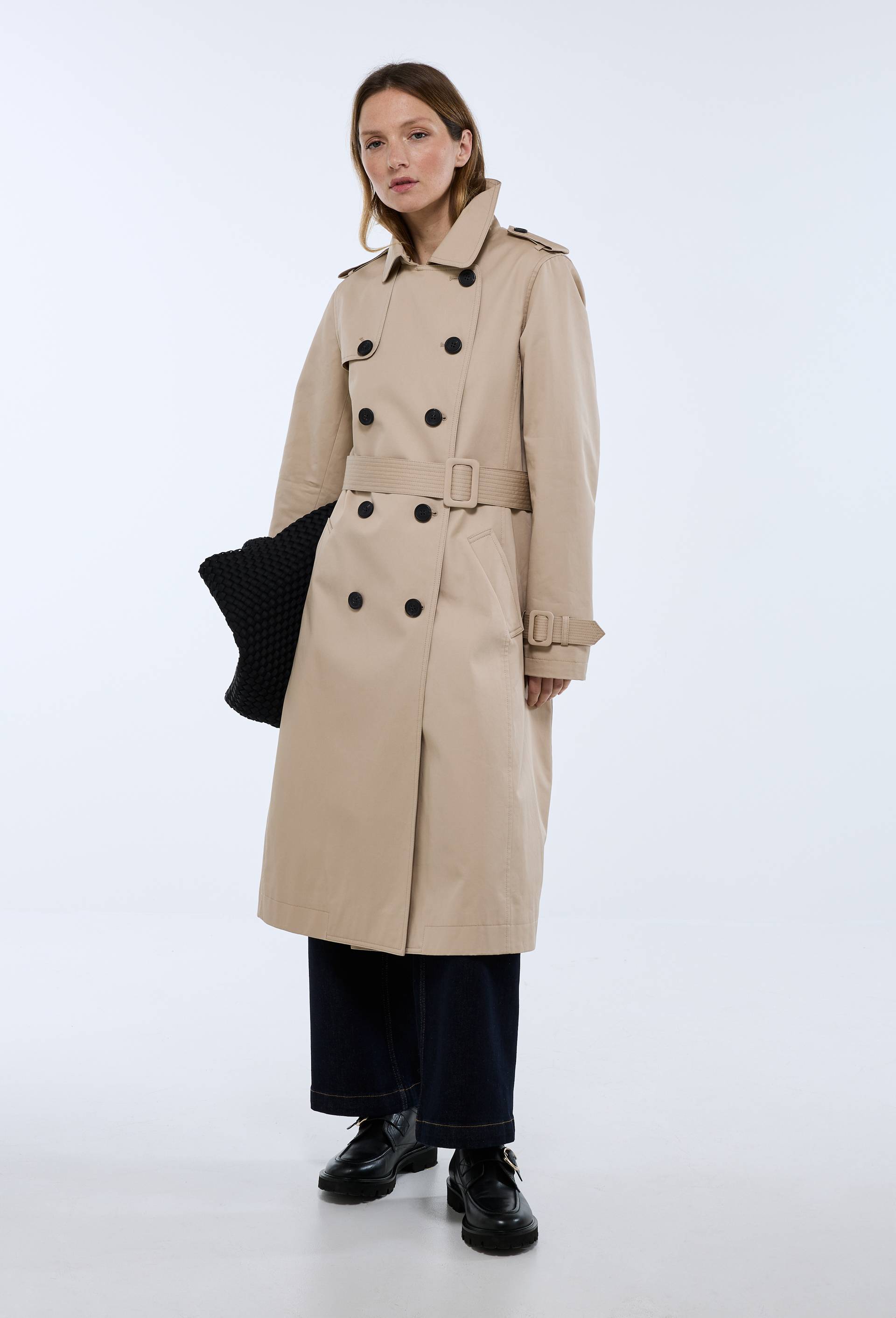 Trench ceintur&eacute; en coton, Beige, large image number 1