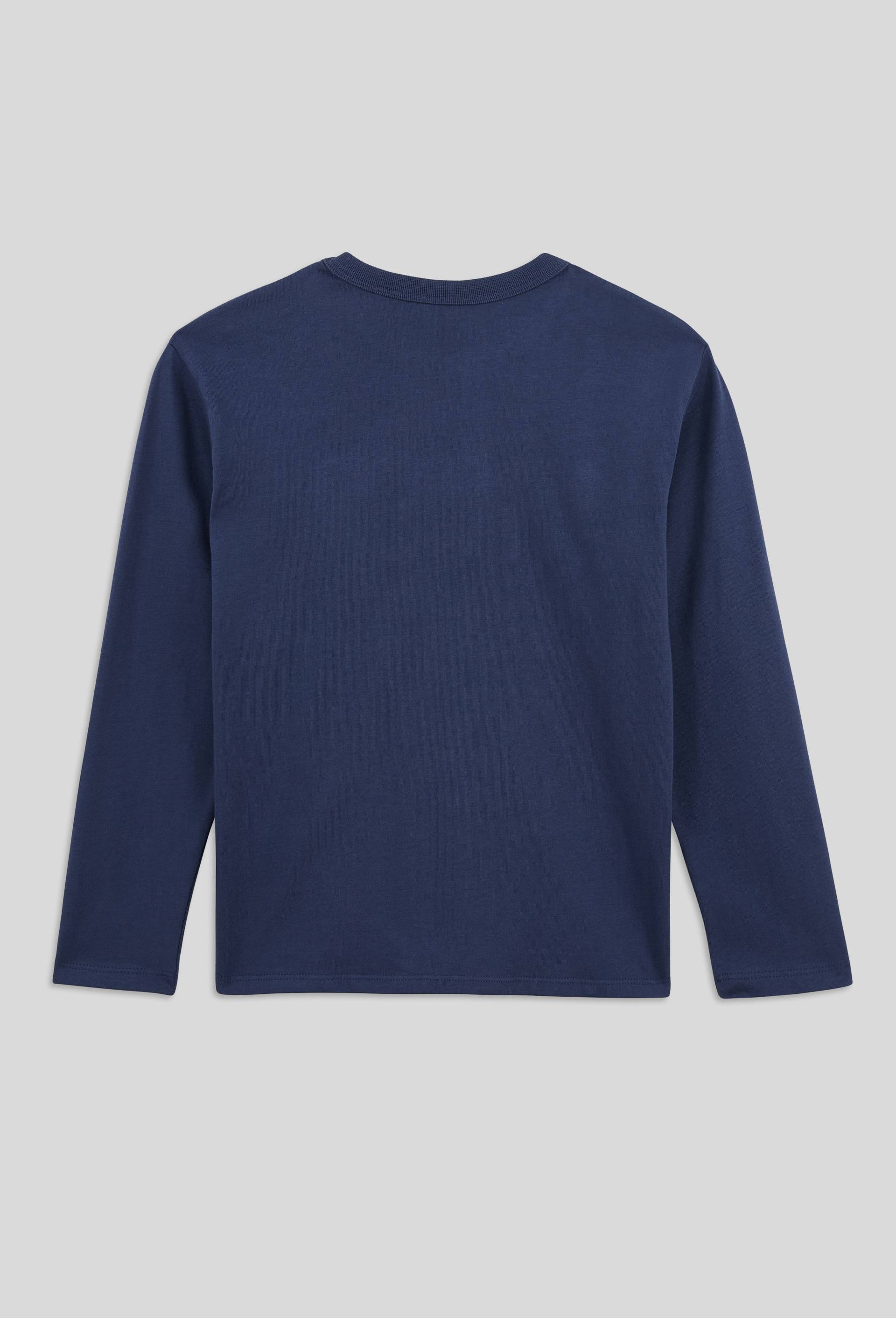 T-shirt manches longues avec broderie Hiver en bouclette, BIO, Bleu foncé, large image number 1.0