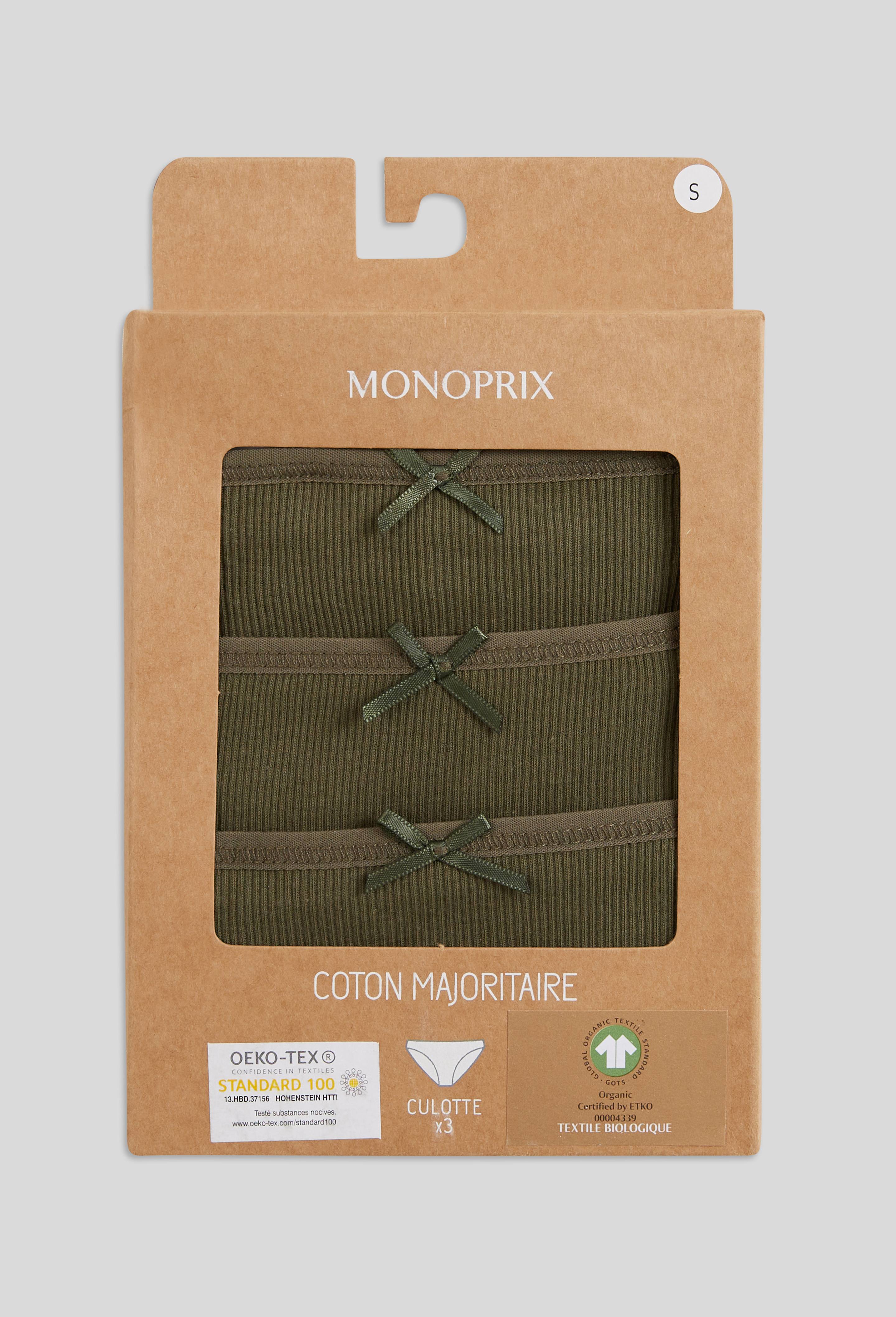 Lot de 3 culottes côtelées CAMELIA en coton BIO GOTS, Vert foncé, large image number 1.0