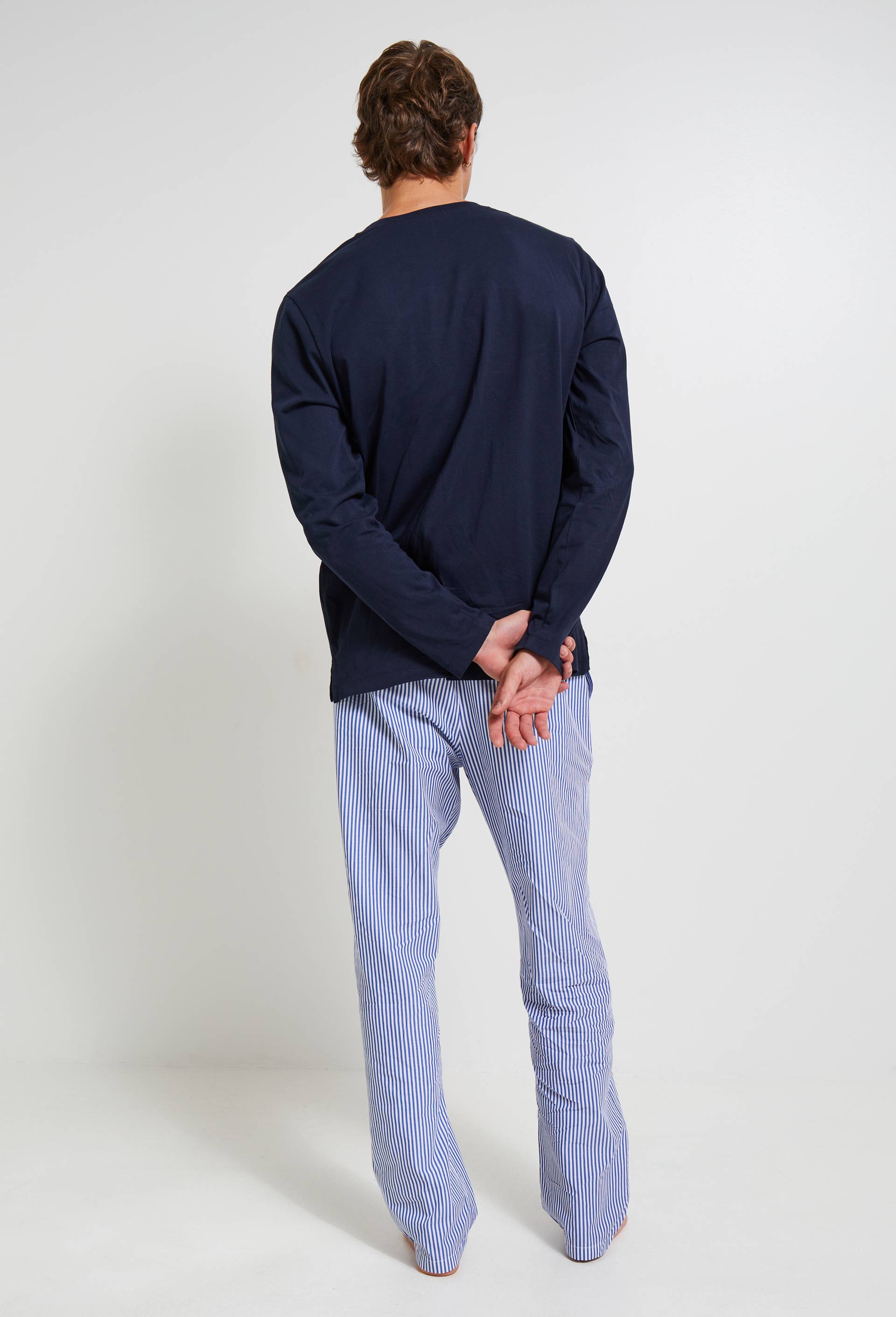 Pyjama manches longues et pantalon en coton BIO GOTS, Bleu, large image number 1