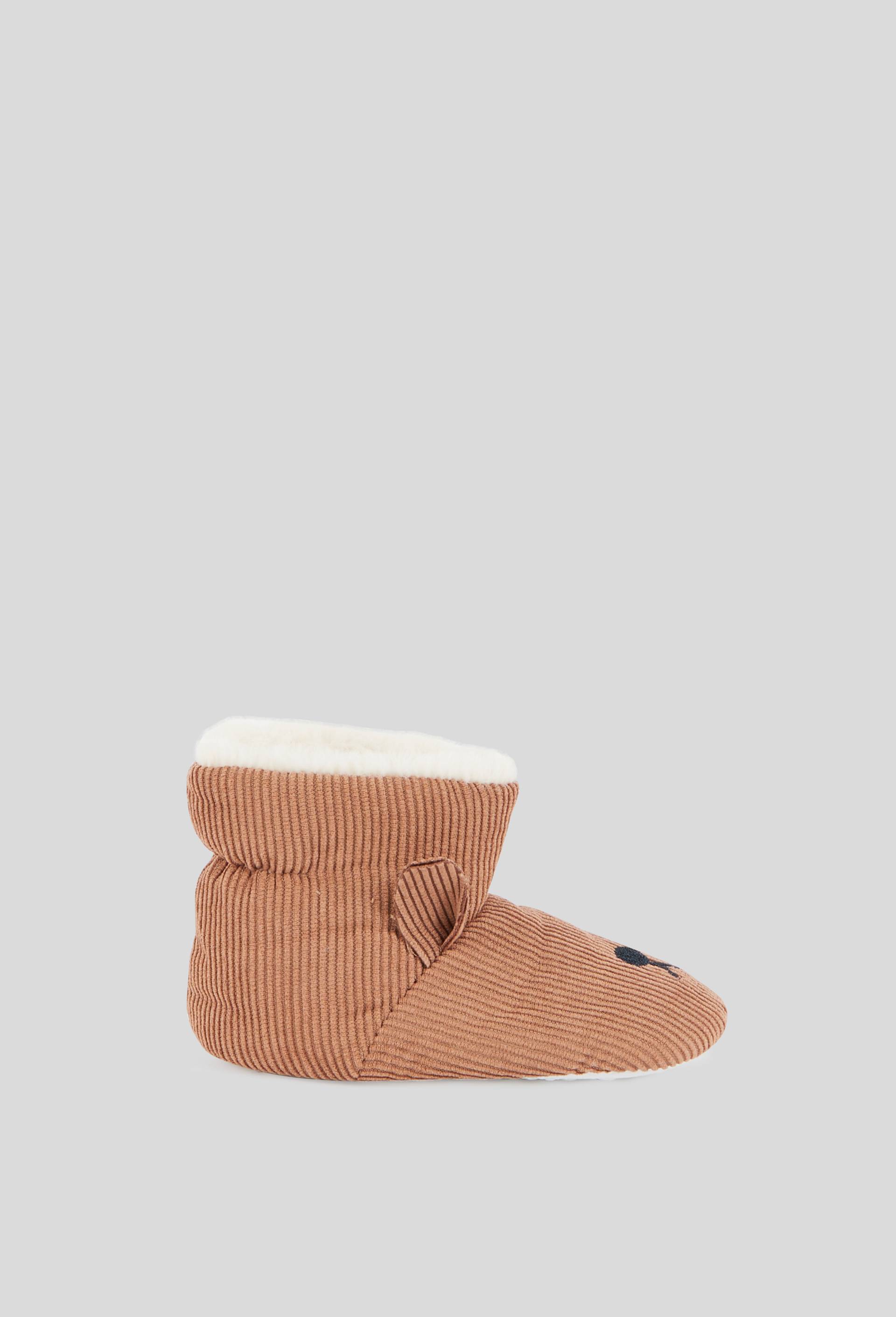 Chaussons fourr&eacute;s en velours, Beige, large image number 0