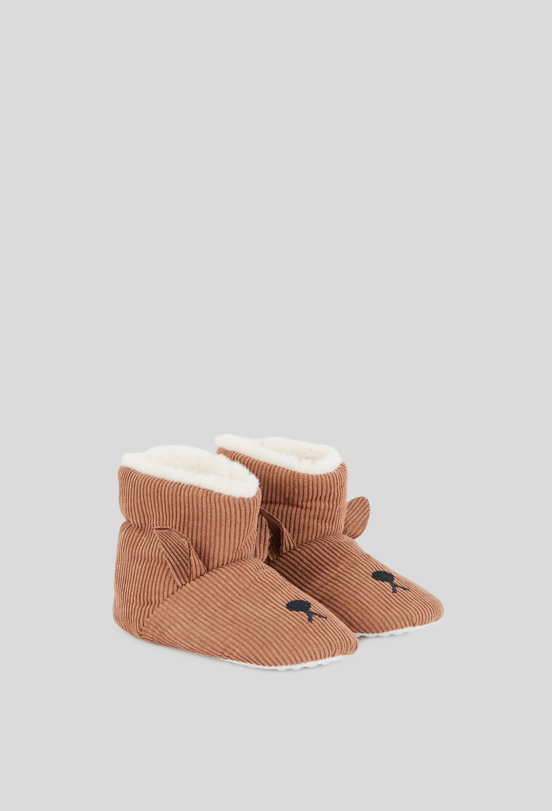 Chaussons fourr&eacute;s en velours, Beige, large image number 1