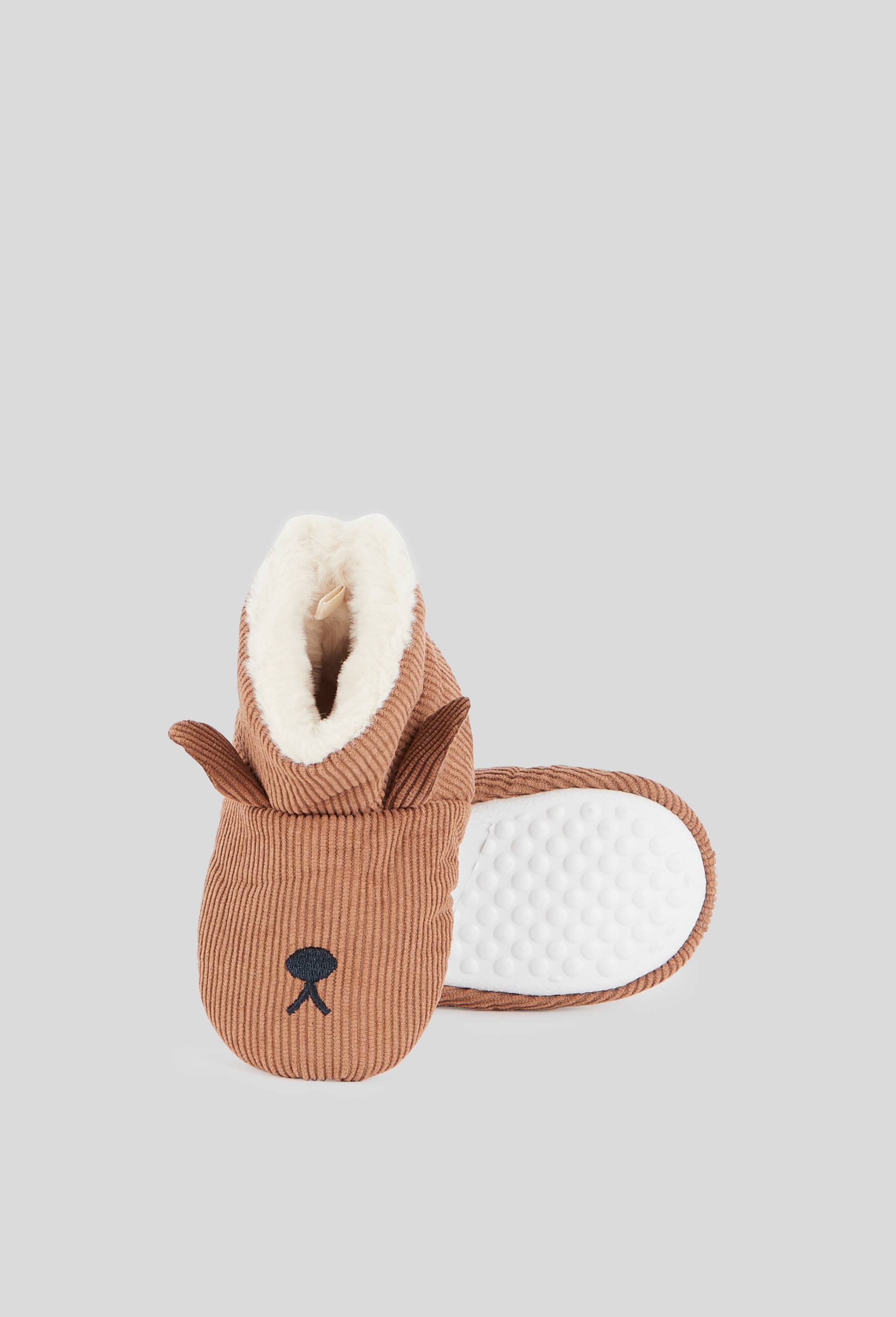 Chaussons fourr&eacute;s en velours, Beige, large image number 2