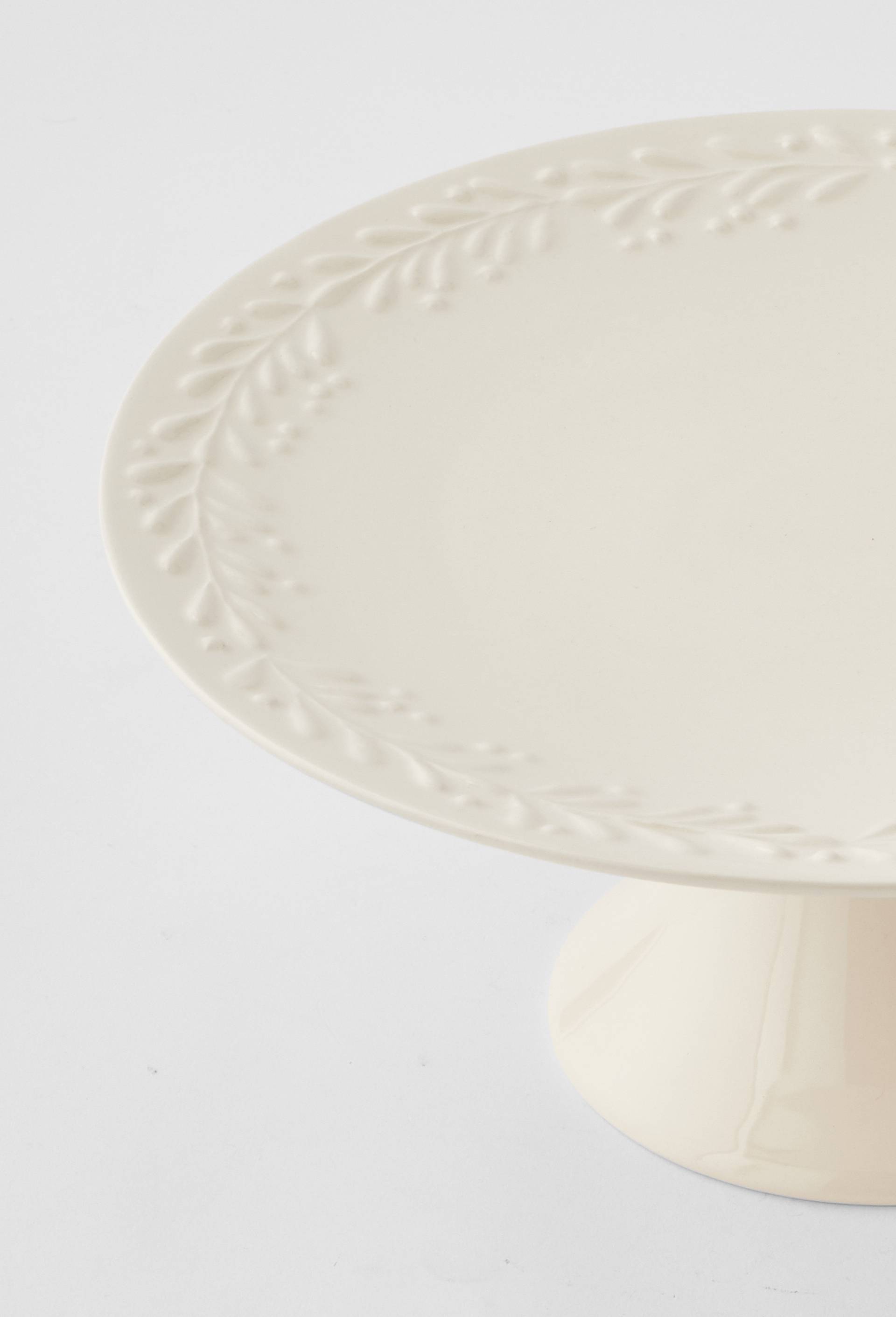 Pr&eacute;sentoir &agrave; g&acirc;teau finition relief, 32x7cm, Ecru, large image number 1