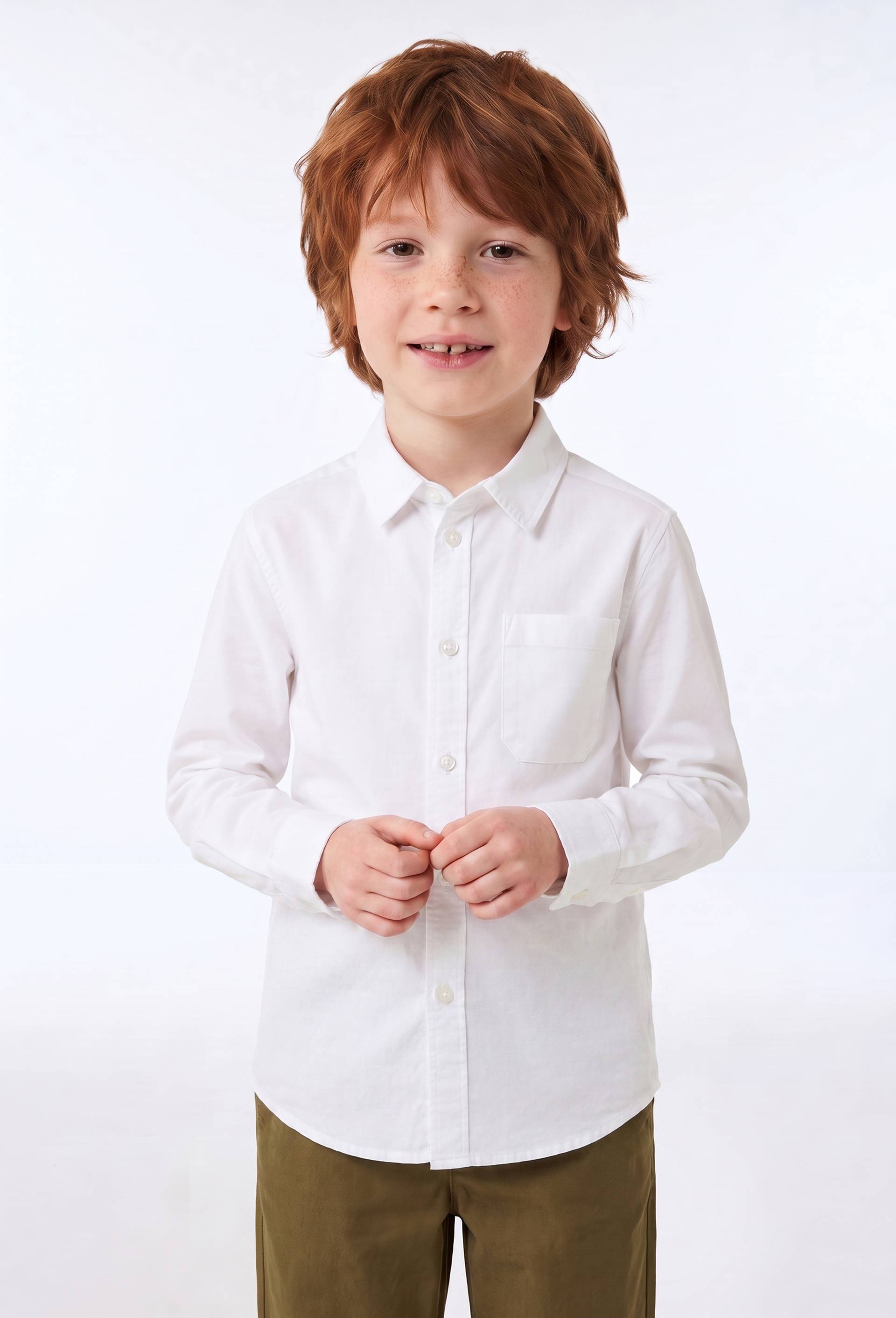 Chemise Oxford unie en coton, Blanc, large image number 0