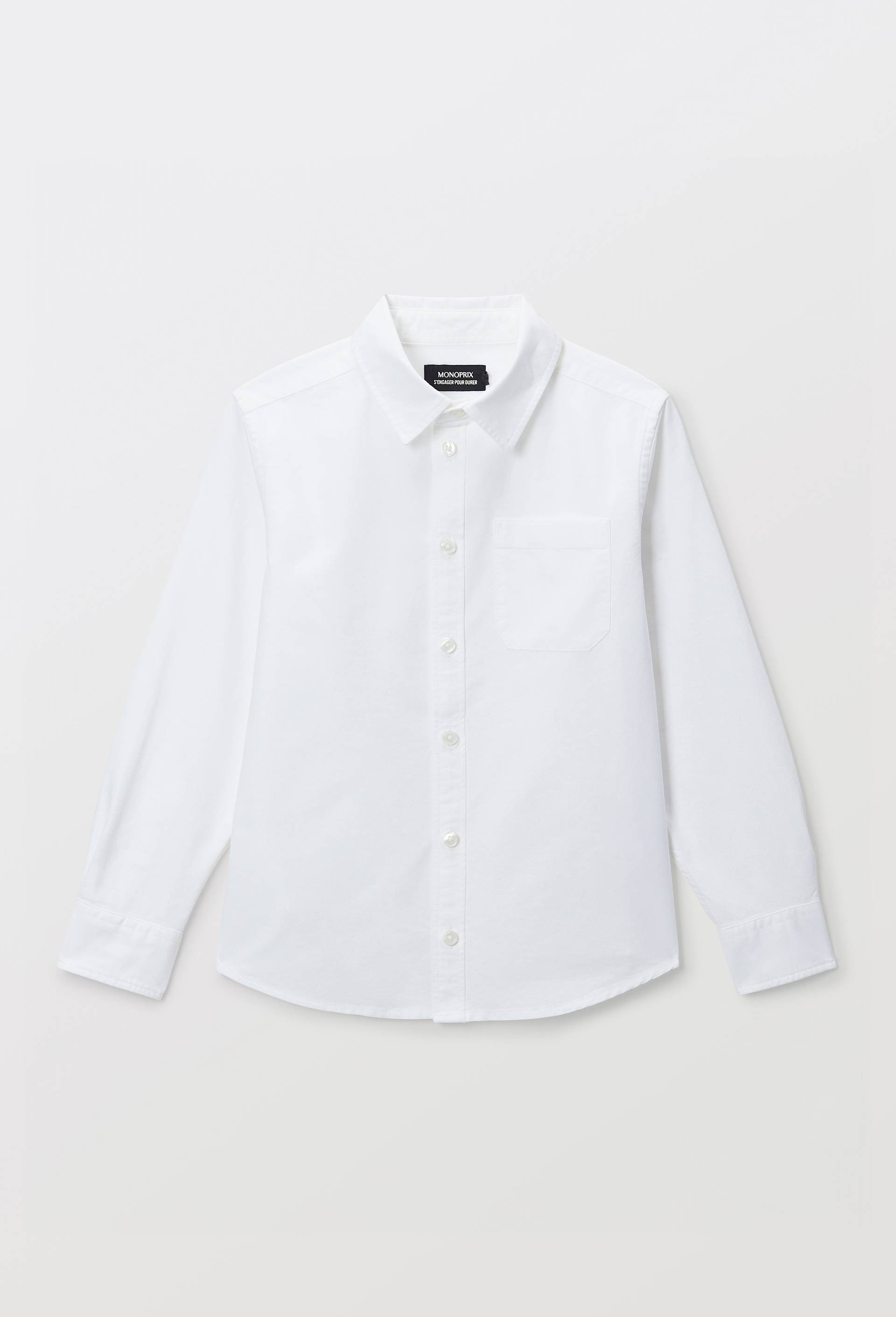 Chemise Oxford unie en coton, Blanc, large image number 1