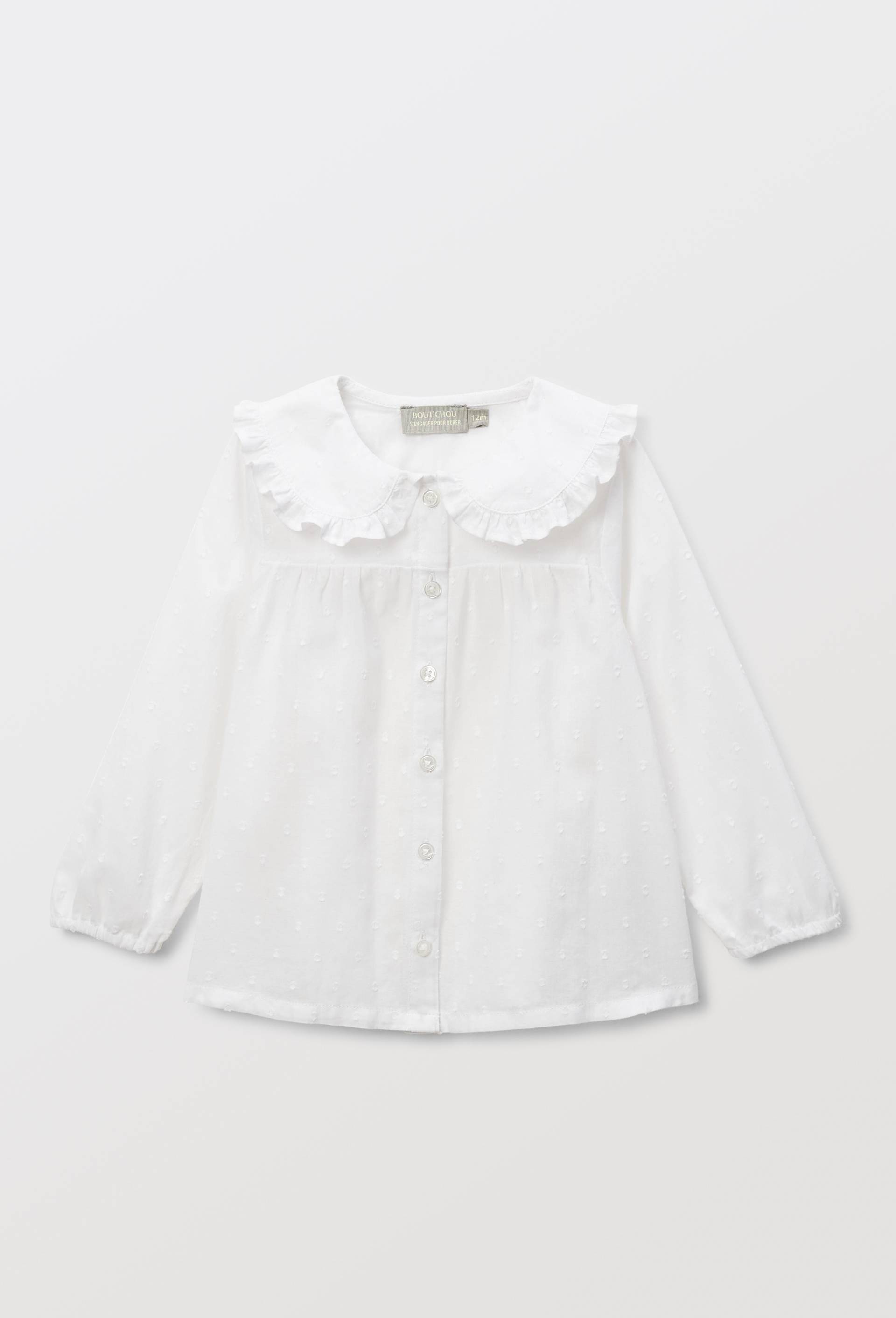 Blouse à col en plumetis en coton BIO GOTS, Blanc, large image number 0.0