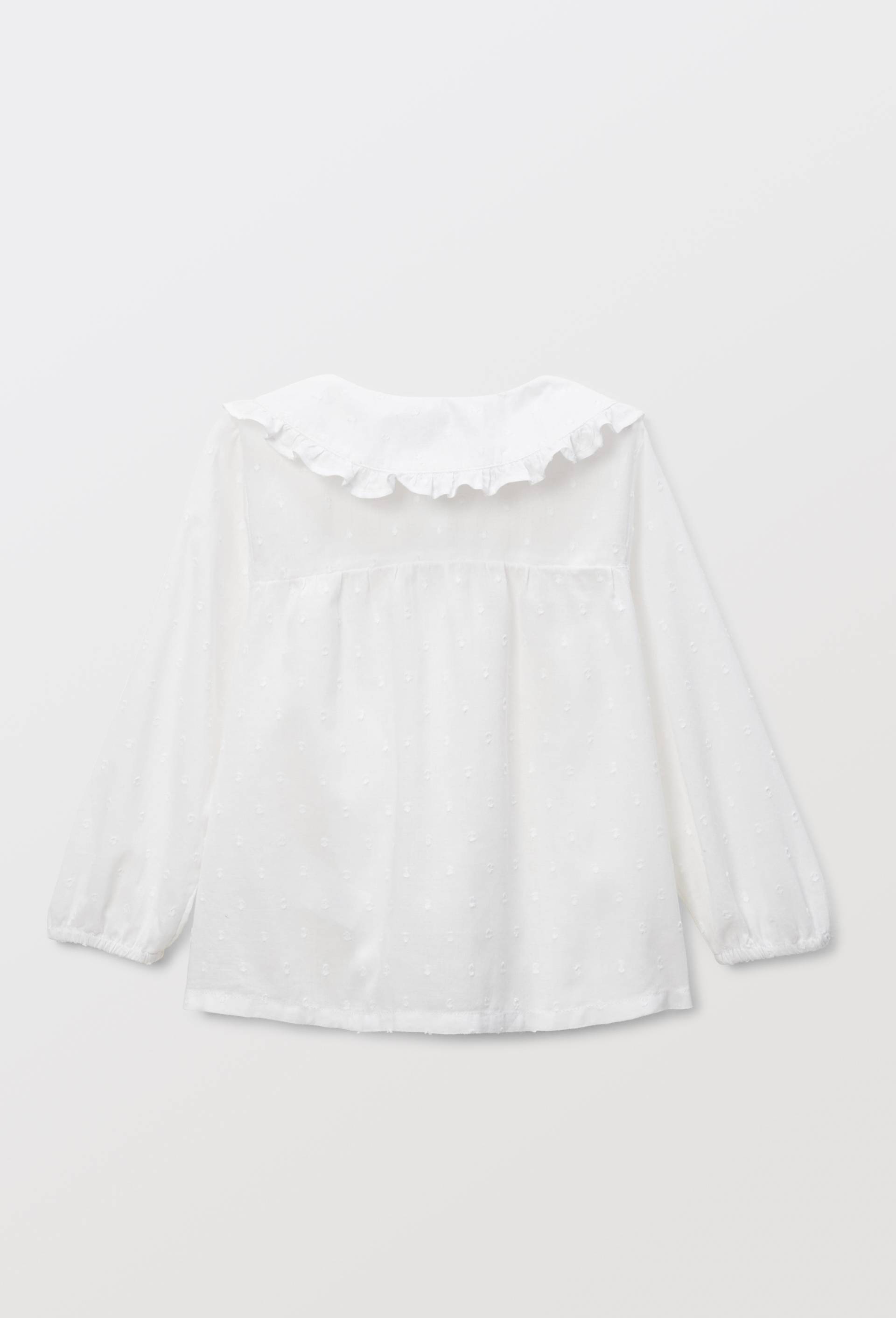 Blouse à col en plumetis en coton BIO GOTS, Blanc, large image number 1