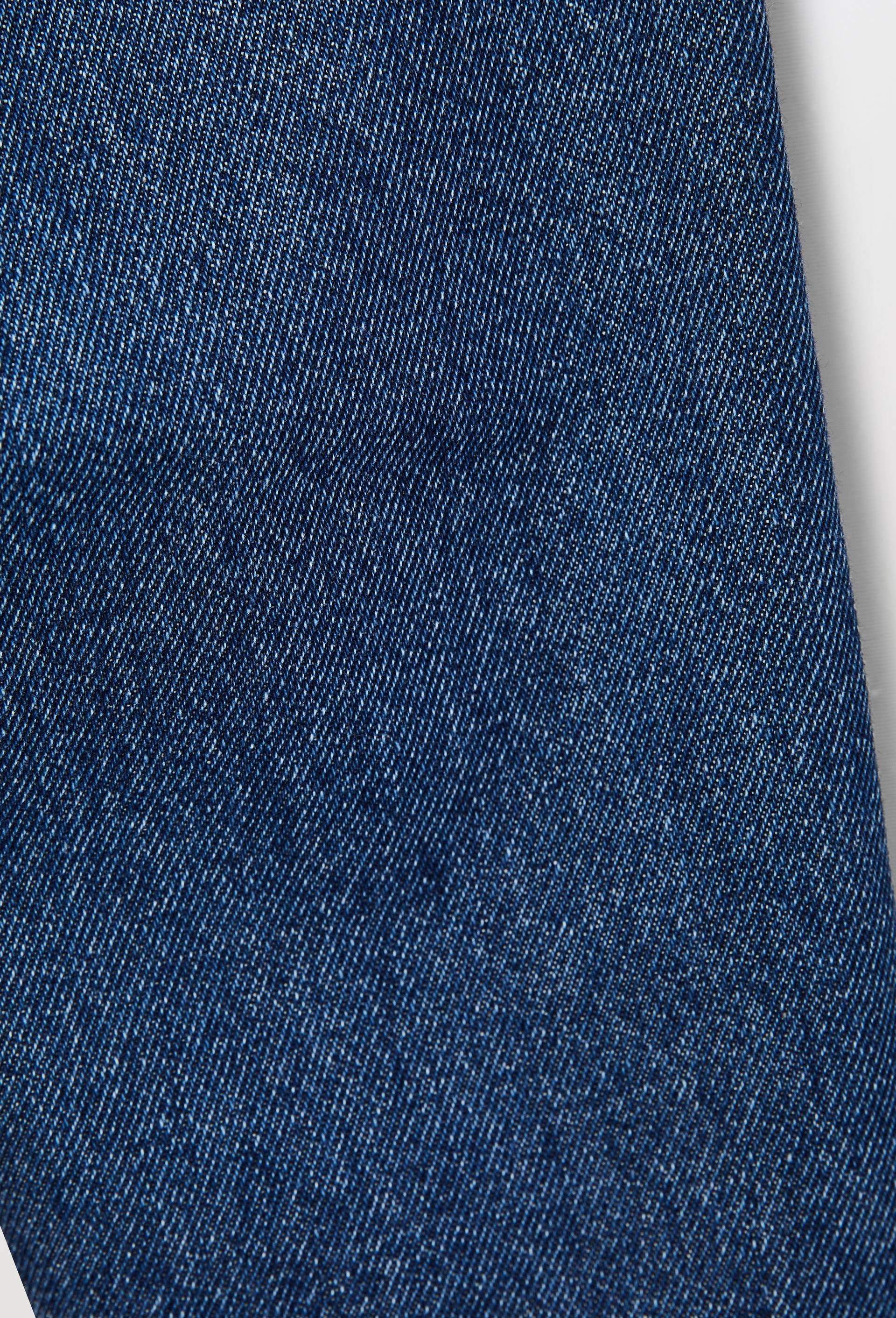 Jean droit taille &eacute;lastique uni en coton, Bleu, large image number 3.0