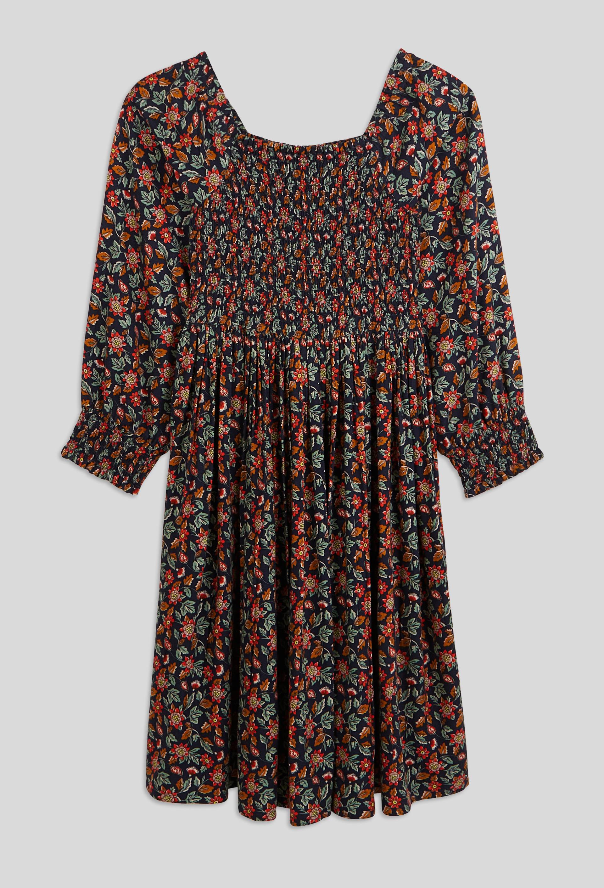 Robe manches longues en viscose imprim&eacute;e, certifi&eacute; EcoVero et OEKO-TEX, Bleu fonc&eacute;, large image number 0