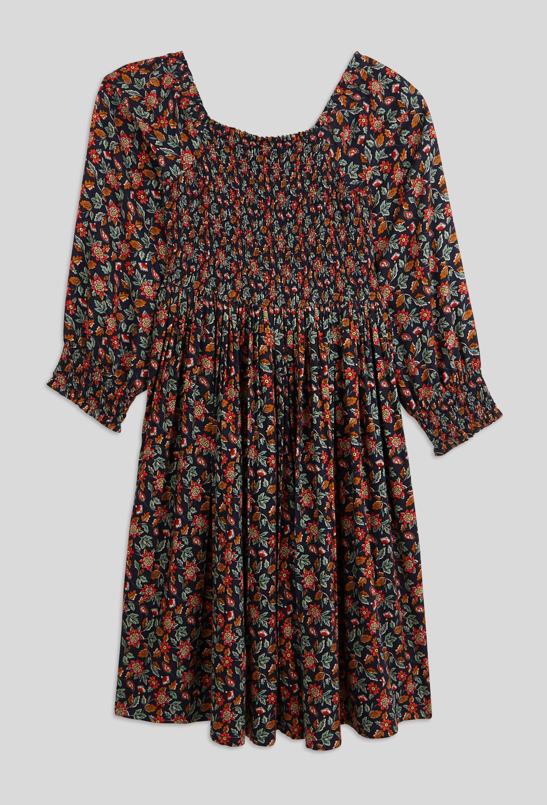 Robe manches longues en viscose imprim&eacute;e, certifi&eacute; EcoVero et OEKO-TEX, Bleu fonc&eacute;, large image number 1