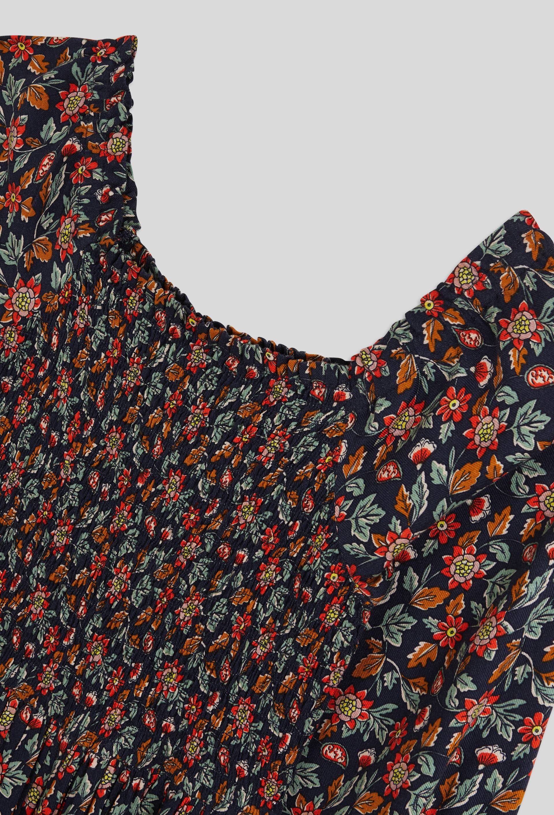 Robe manches longues en viscose imprim&eacute;e, certifi&eacute; EcoVero et OEKO-TEX, Bleu fonc&eacute;, large image number 2