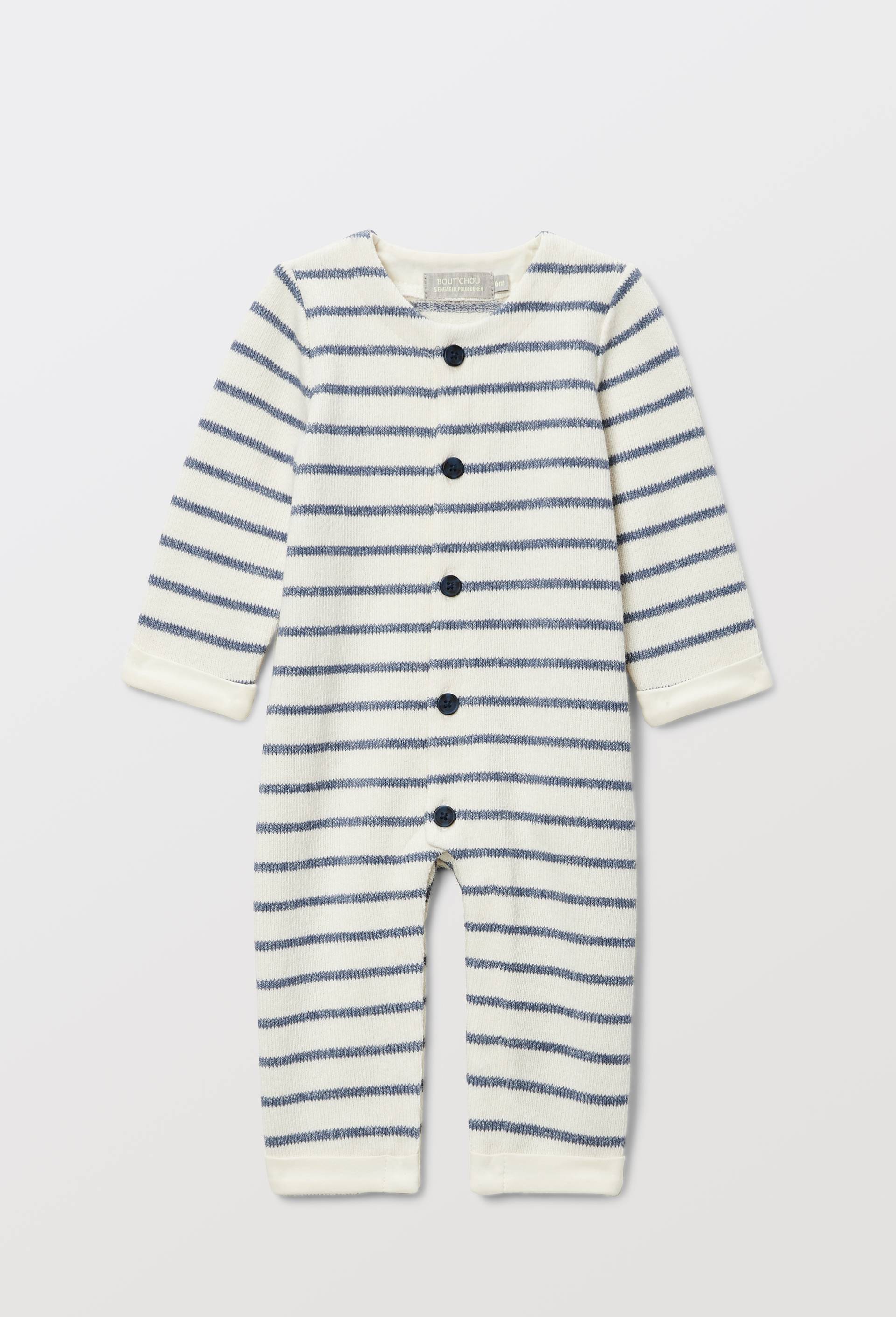 BOUT'CHOU - Combinaison manches longues rayée en coton