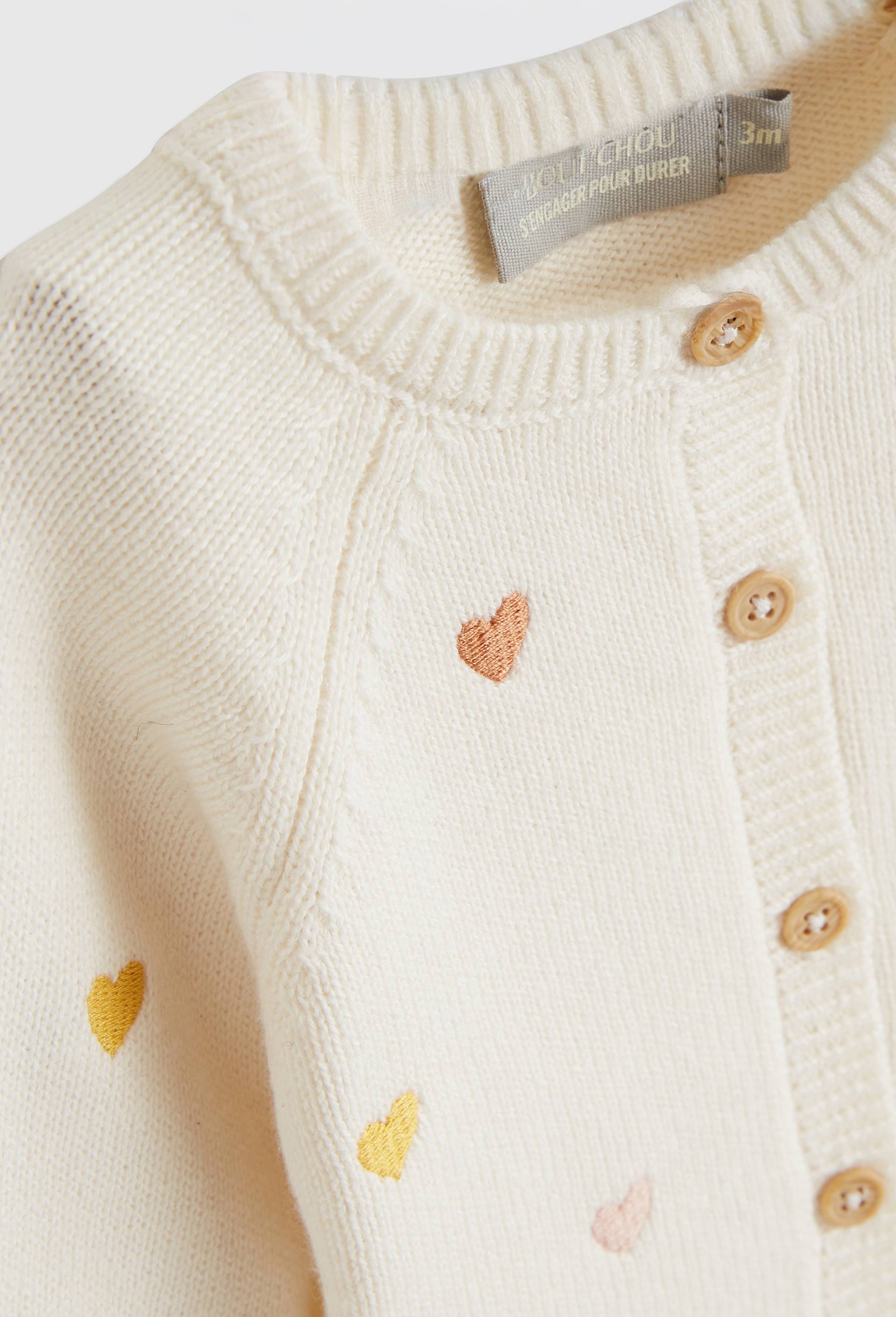 Cardigan brod&eacute; contenant de la laine, Beige clair, large image number 2.0