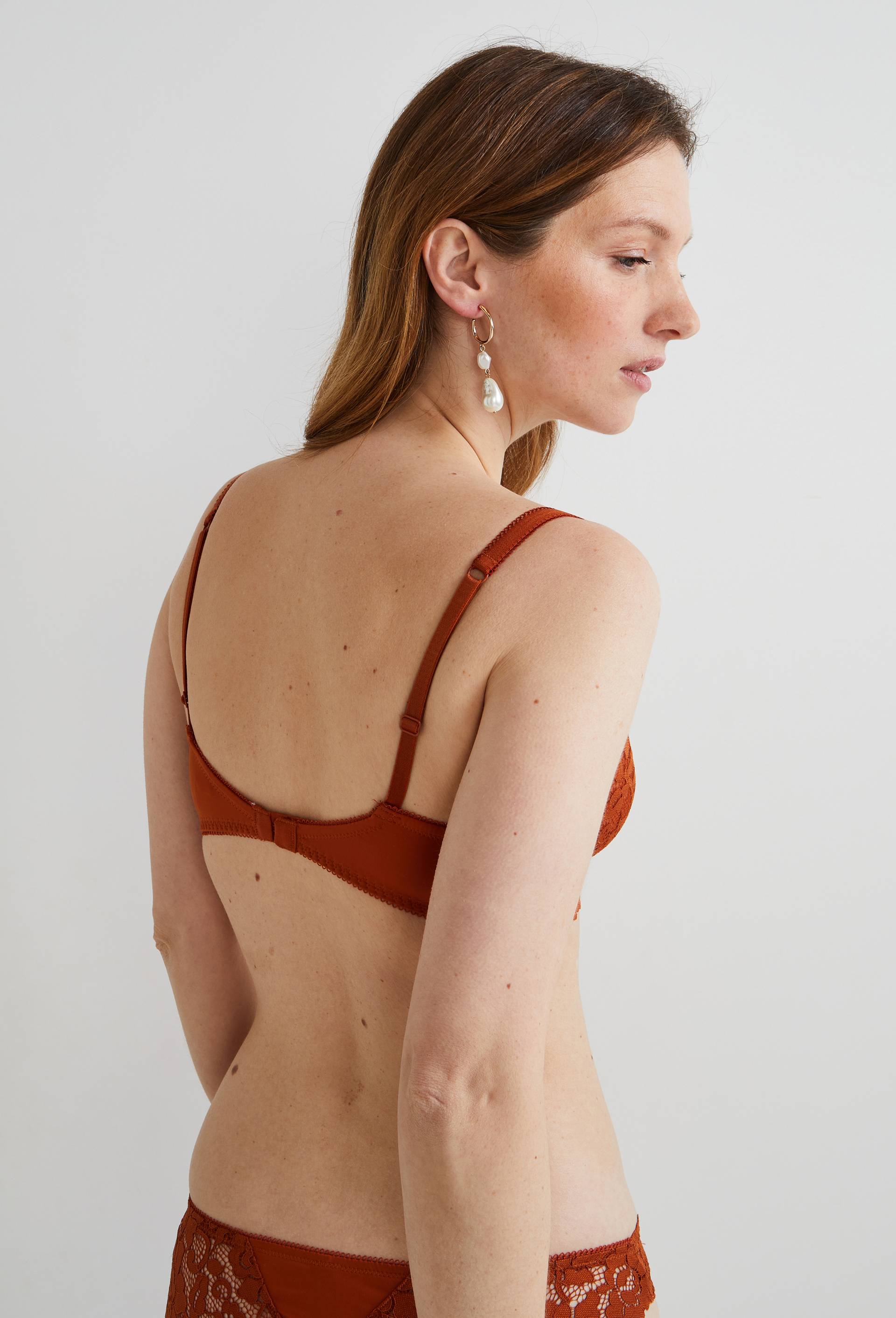 Soutien-gorge corbeille balconnet CAMILLE en dentelle, Orange foncé, large image number 1