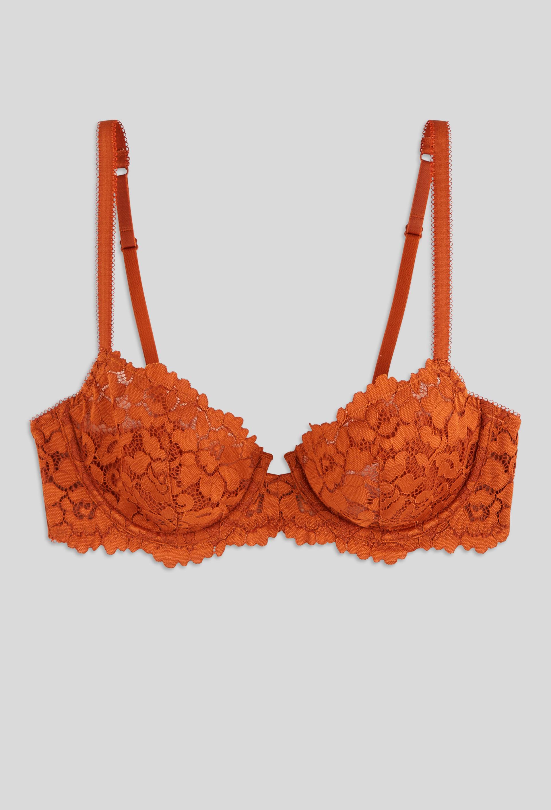 Soutien-gorge corbeille balconnet CAMILLE en dentelle, Orange foncé, large image number 2.0