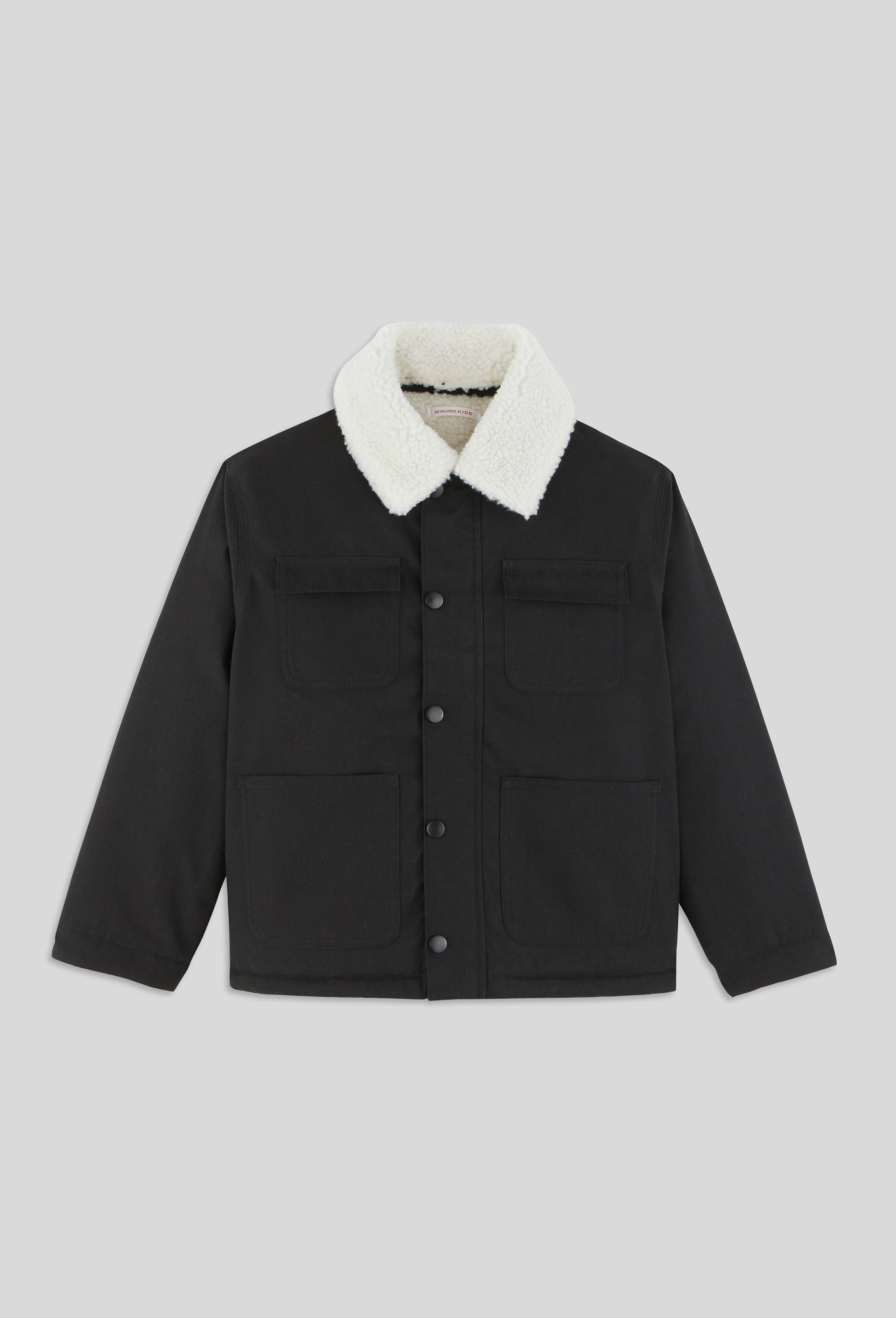 Veste worker avec doublure et col en moumoute, certifi&eacute;e OEKO-TEX, Noir, large image number 0