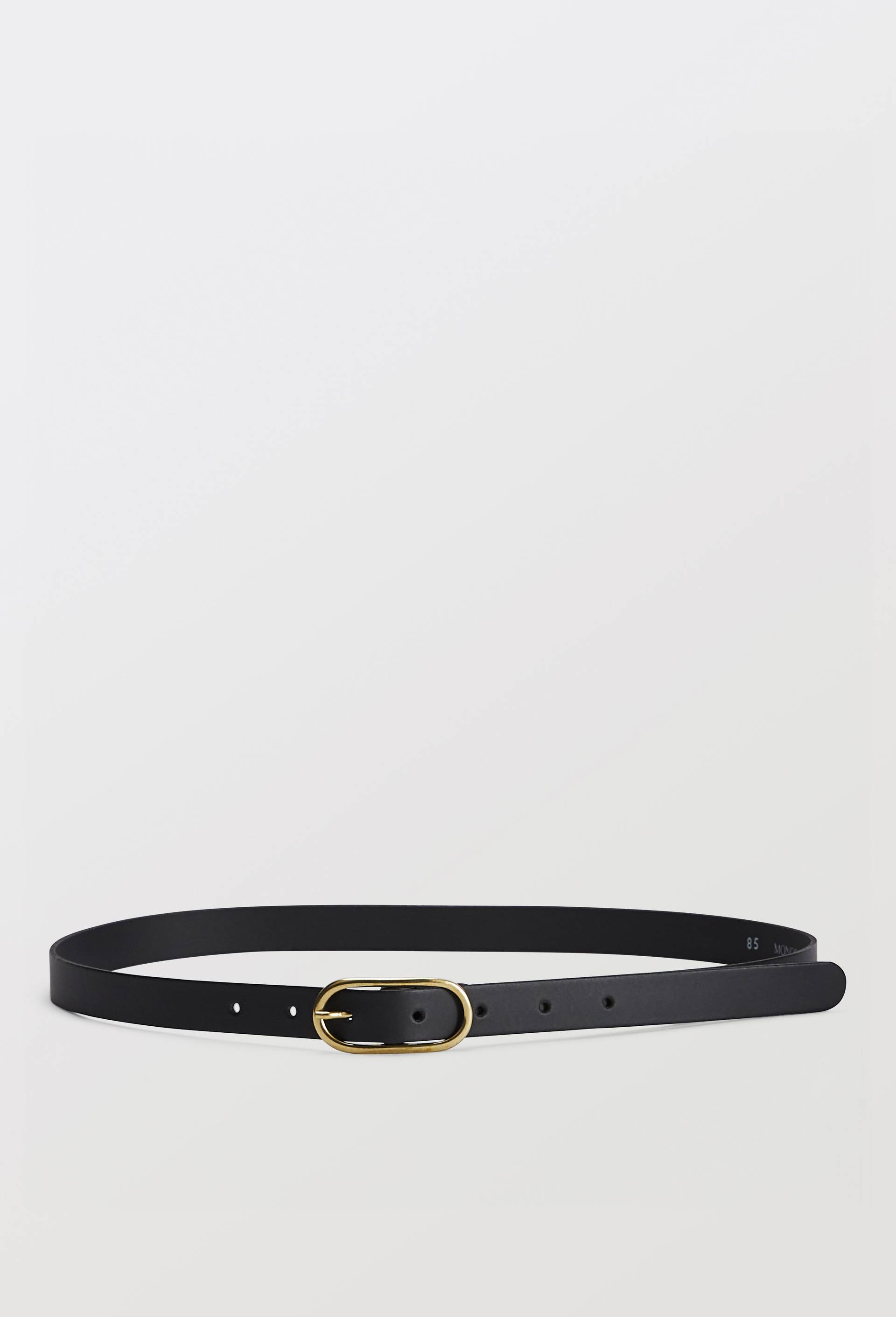 Ceinture 2 cm en cuir, Noir, large image number 0.0