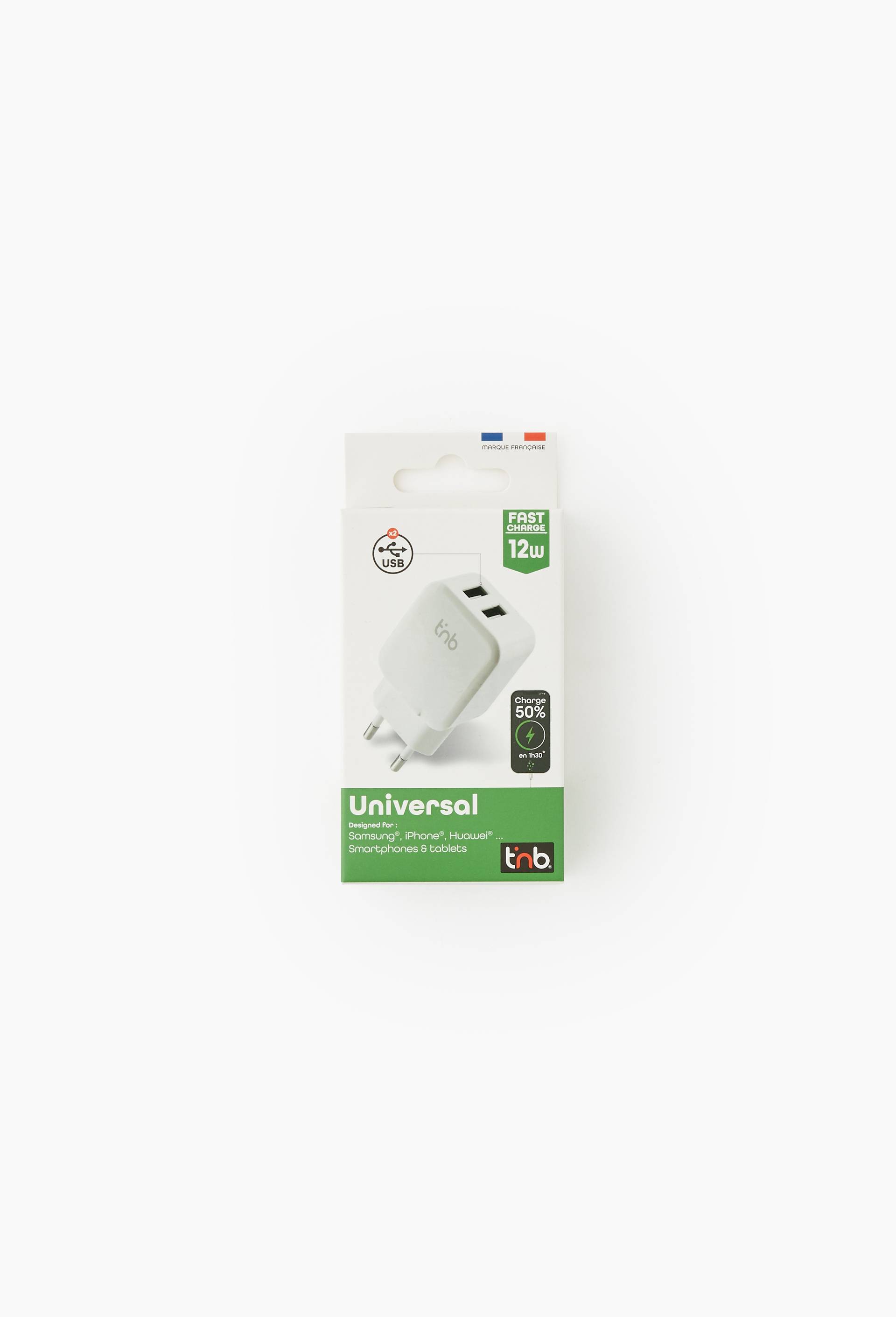 Chargeur secteur 2 ports usb, Blanc, large image number 1