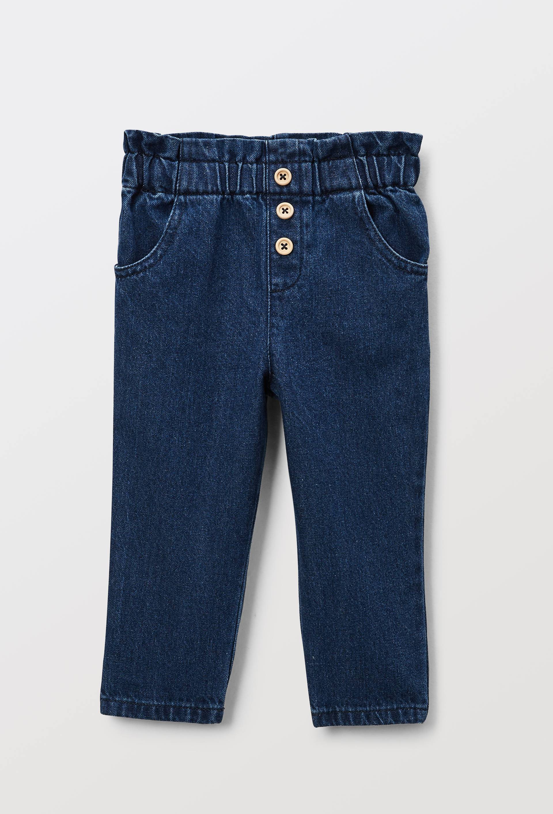 Jean taille haute uni en coton, Bleu fonc&eacute;, large image number 0