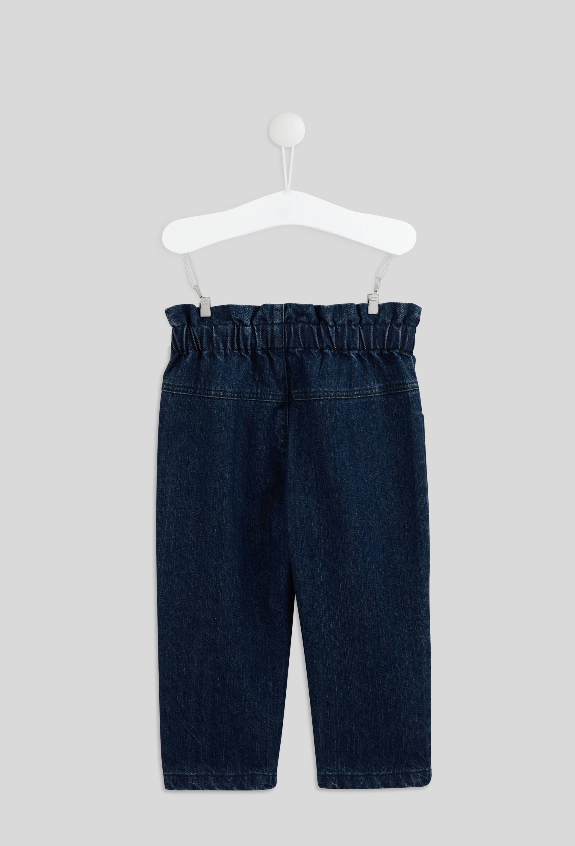 Jean taille haute uni en coton, Bleu foncé, large image number 1