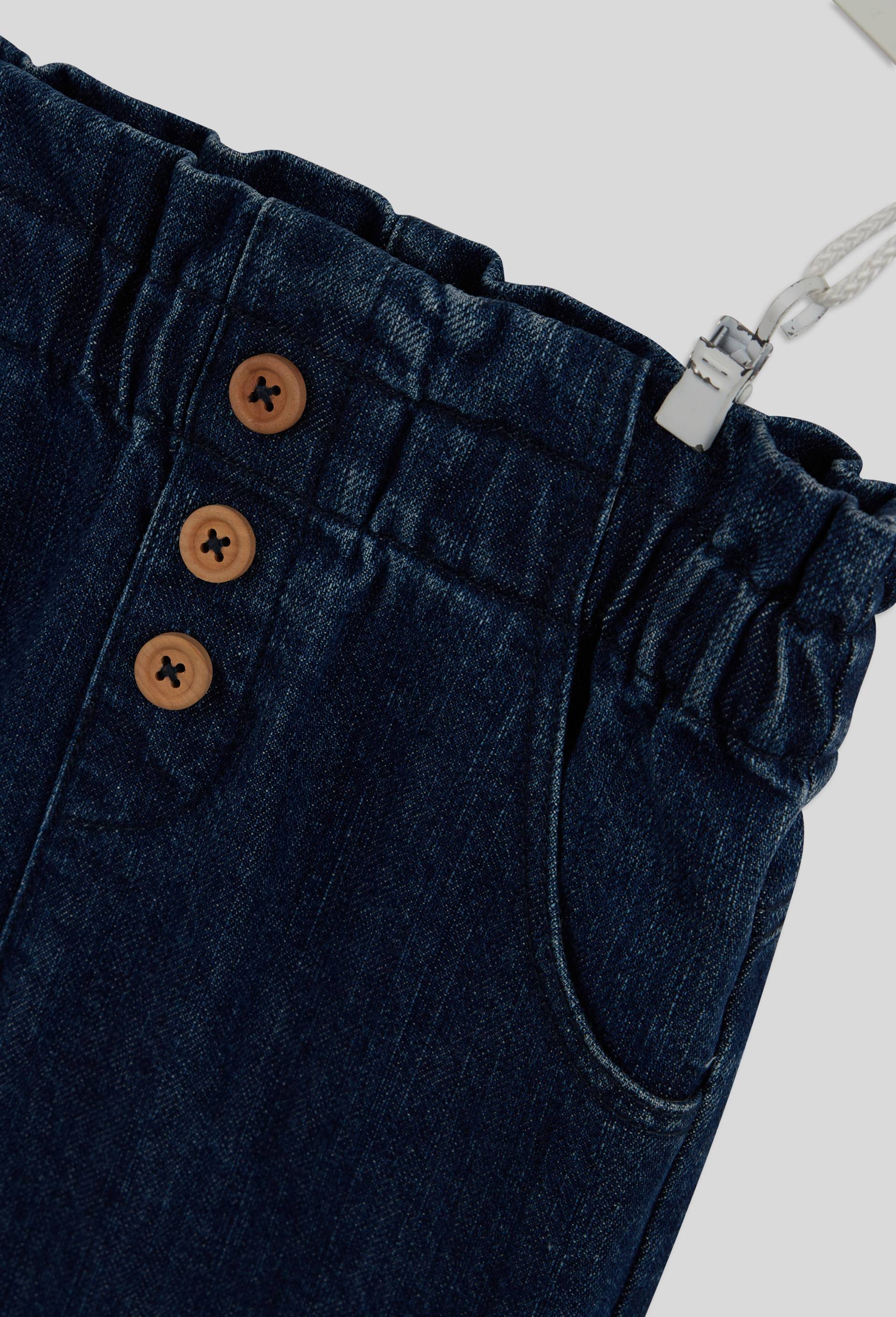 Jean taille haute uni en coton, Bleu foncé, large image number 2.0